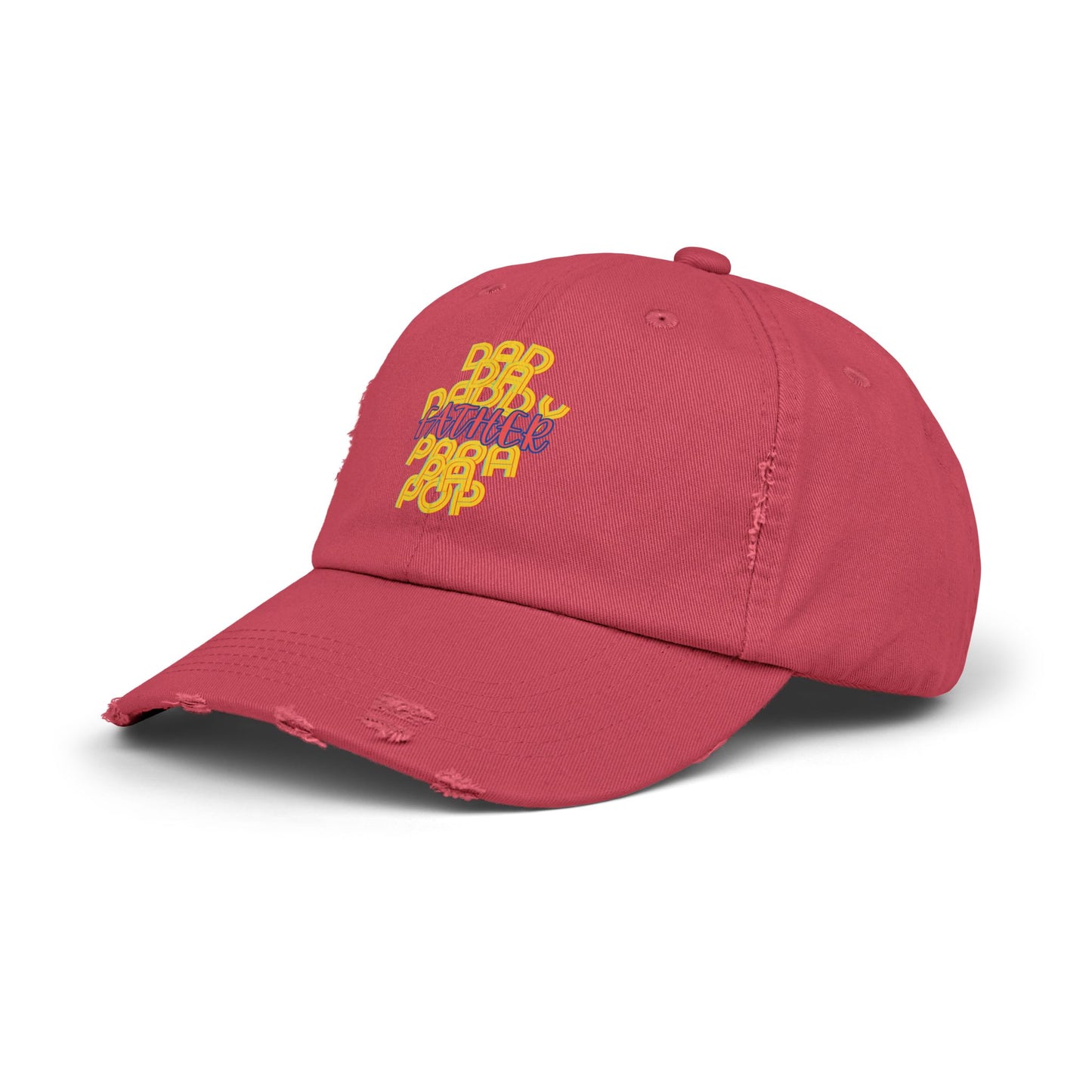 Father Unisex Distressed Cap, Dad Da Daddy Papa Pa Pop, Fathers Day, Gift, Hats, Cotton Twill, Adjustable, Gifts for Men