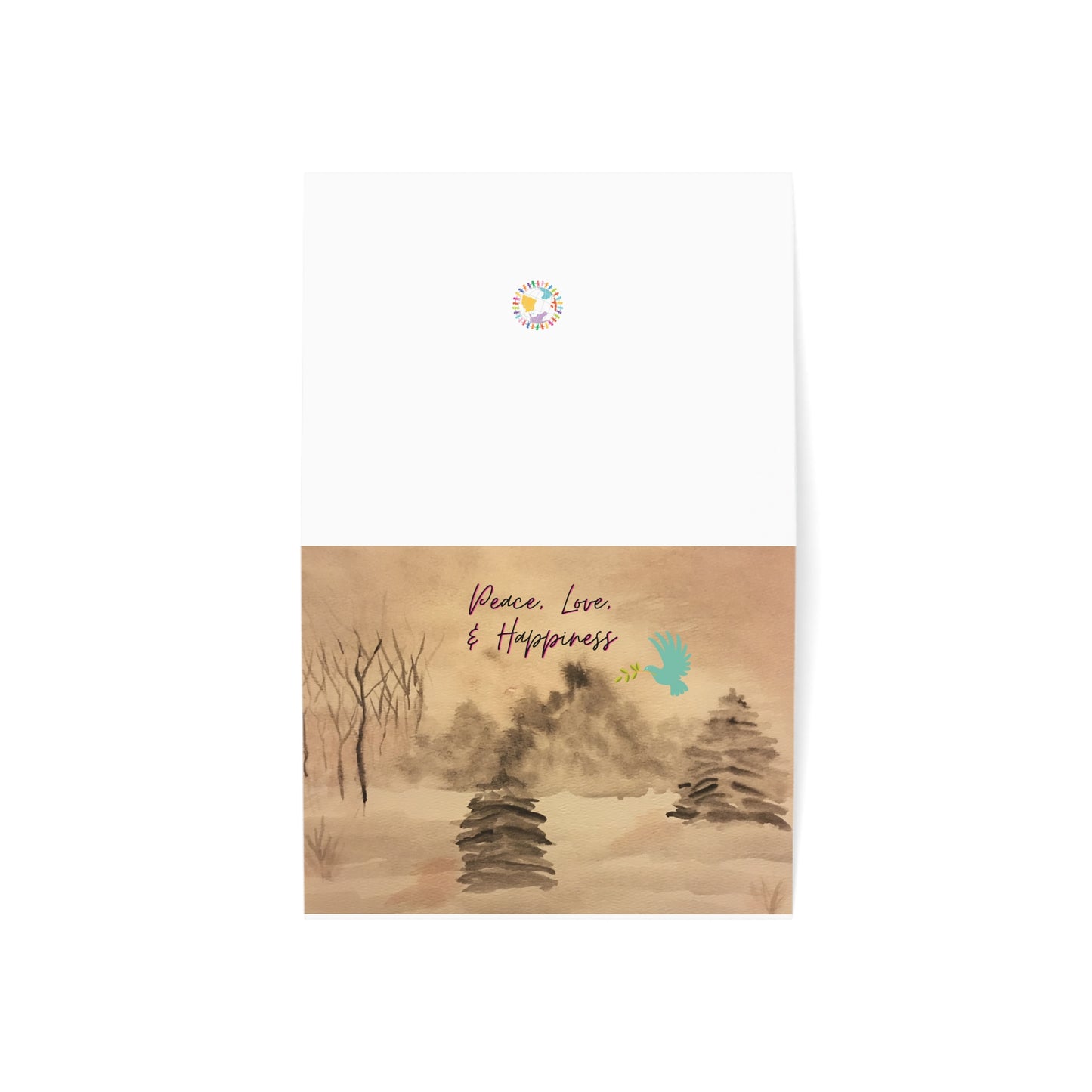 Holiday Greeting Cards Original Artwork Winter Scene (10, 30, & 50pcs), Peace Love Happiness, Wishing Joyful Healthy New Year, 4 size/3 fin