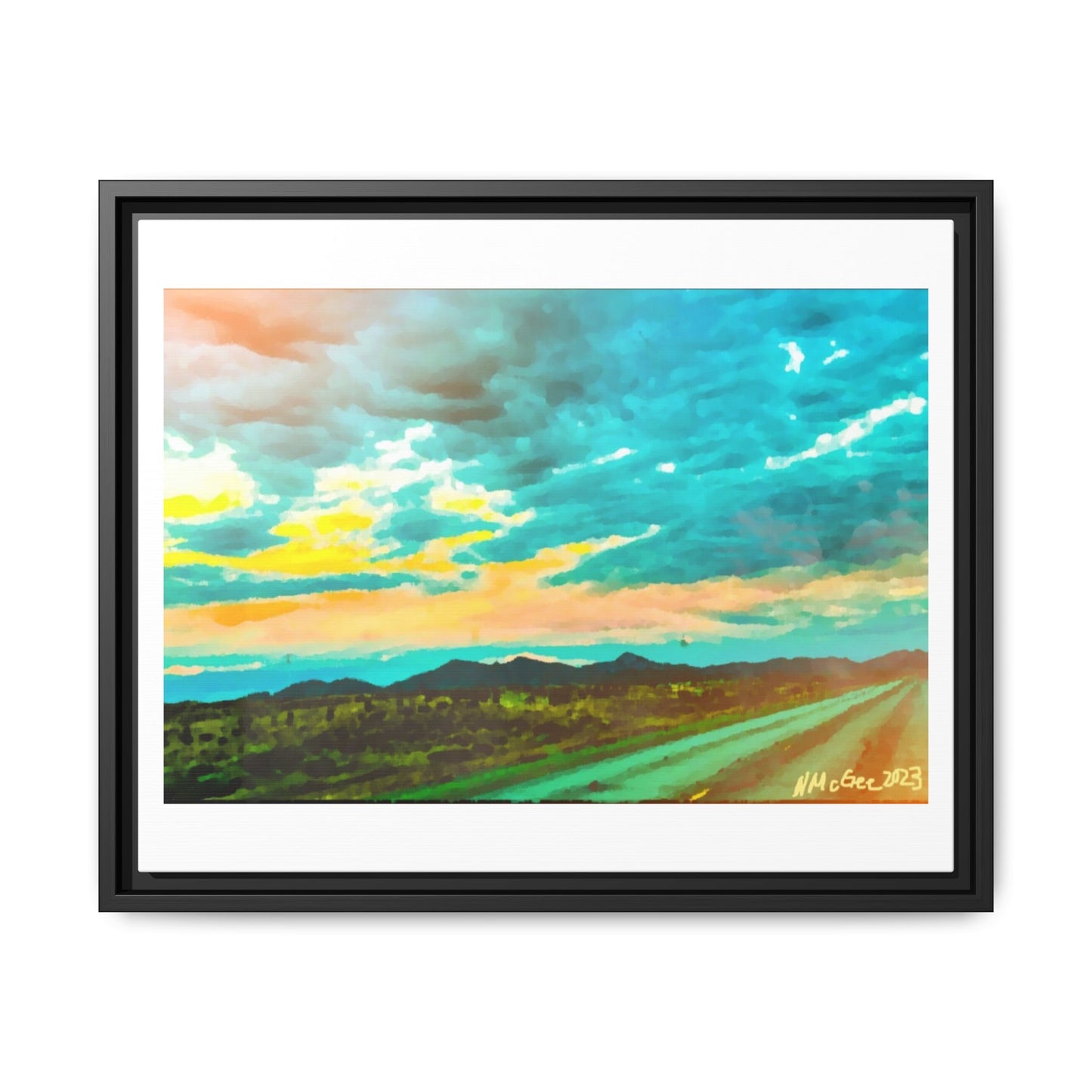 Black Frame Wyoming Landscape, Nature, America, Western, Artwork, Wall Art, Matte Print, Mountains, Gift, Sky, Colorful, Clouds, Sunset, Eco