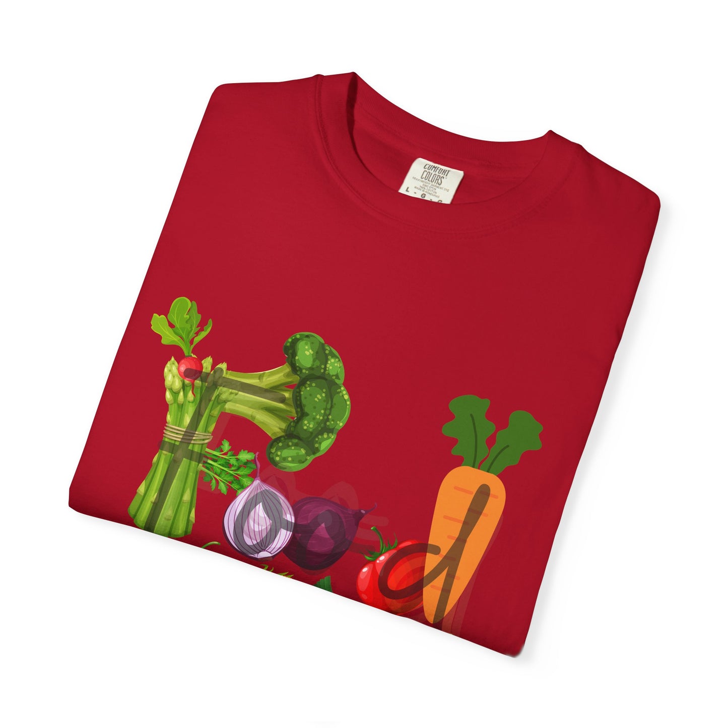 Food Unisex Garment-Dyed T-shirt, vegetables, healthy, groceries, snacks, cooking, gender neutral, casual, relaxed, soft, preshrunk cotton