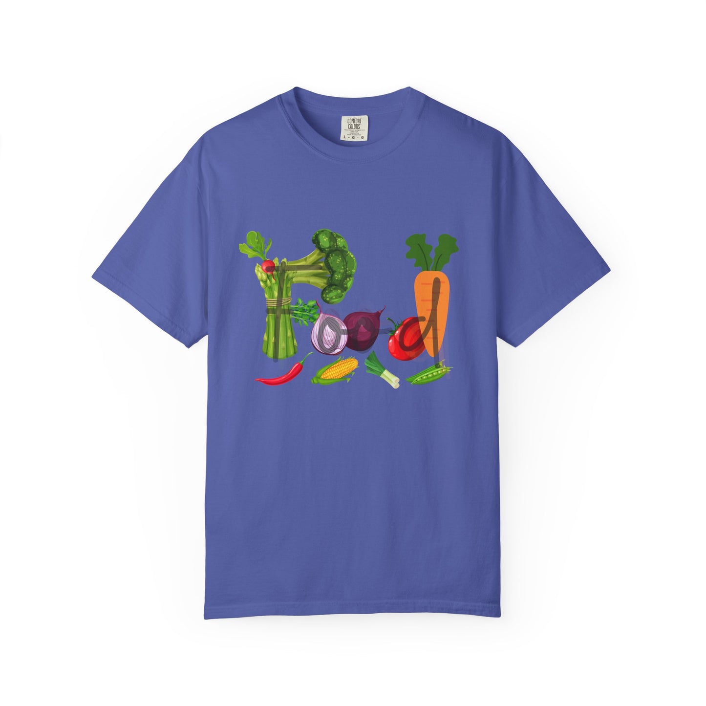 Food Unisex Garment-Dyed T-shirt, vegetables, healthy, groceries, snacks, cooking, gender neutral, casual, relaxed, soft, preshrunk cotton