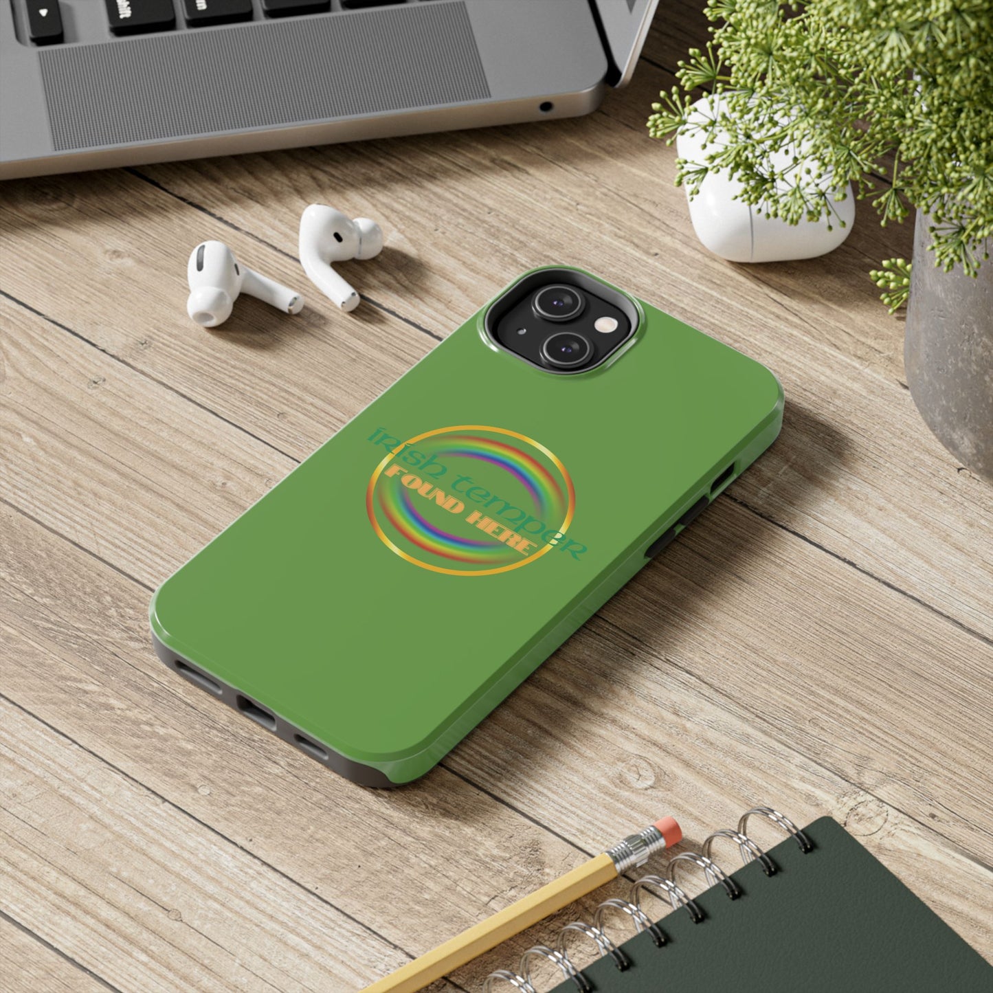 Green Irish Temper Found Here Tough Phone Cases, iPhone & Samsung cases, wireless charging, gifts, St Patricks Day, Birthday, Christmas