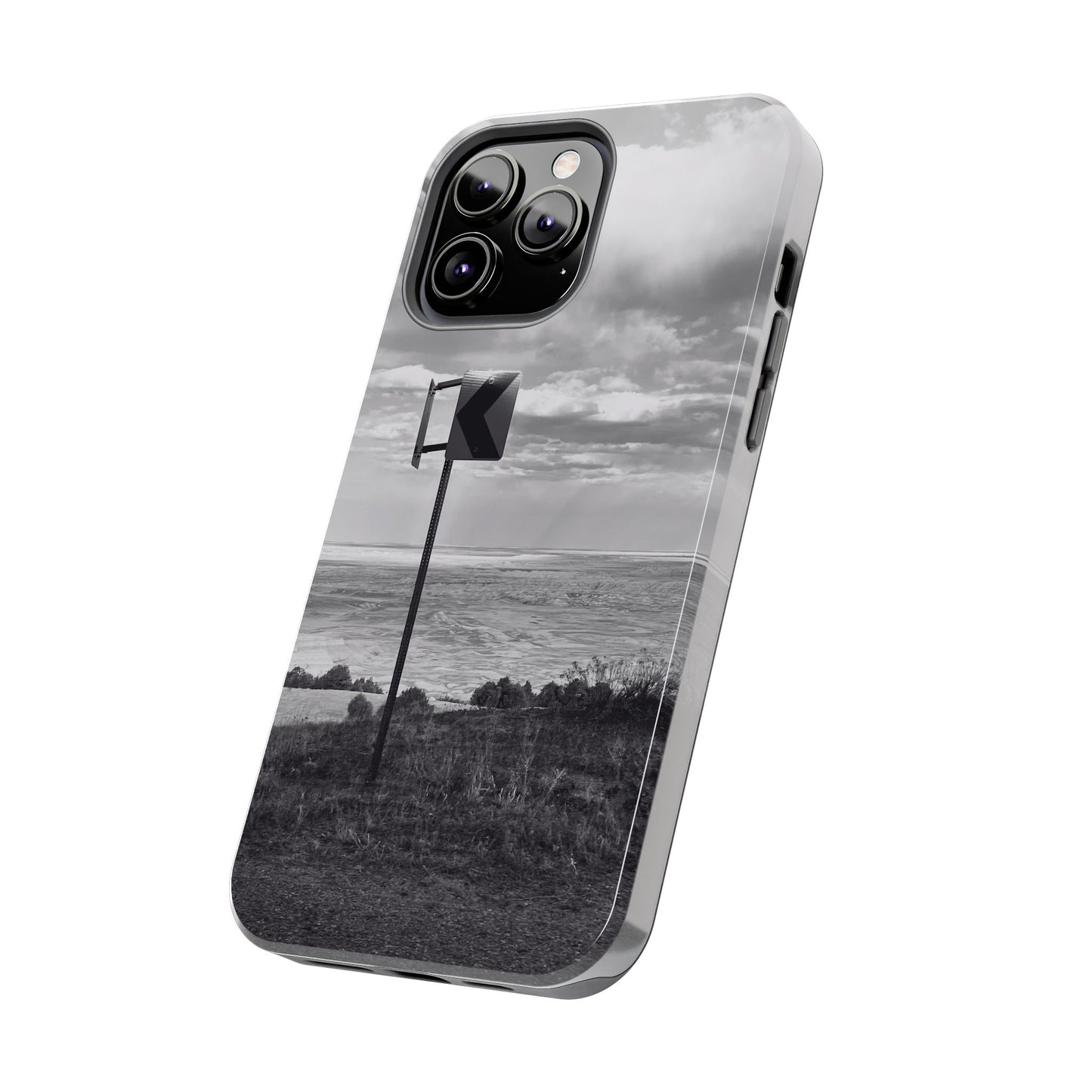 Road Sign Tough Phone Cases, iPhone & Samsung cases, wireless charging, black and white photo, nature, original art, gift birthday Christmas