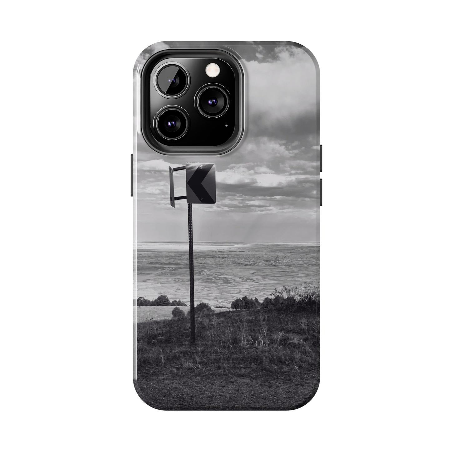Road Sign Tough Phone Cases, iPhone & Samsung cases, wireless charging, black and white photo, nature, original art, gift birthday Christmas