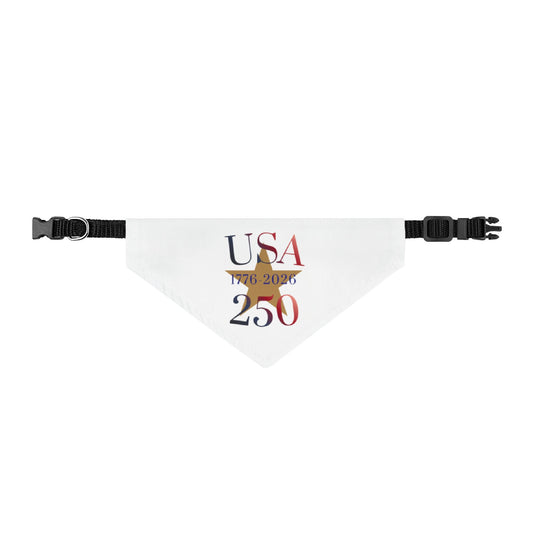 USA 250 Pet Bandana — 1776–2026 Patriotic Clip-On Dog Scarf