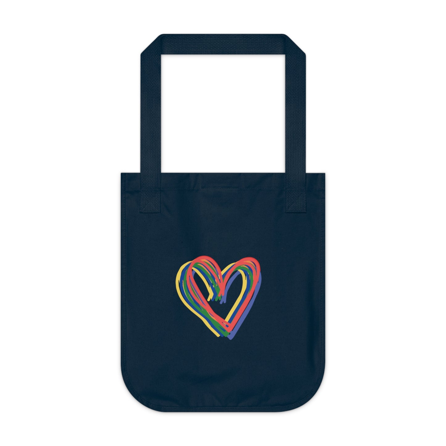 Rainbow Hearts Organic Canvas Tote Bag, Hearts, Gender Neutral, Pride, Women, Men, Kids, Gift, Groceries, Shopping, Books, Eco, Valentines