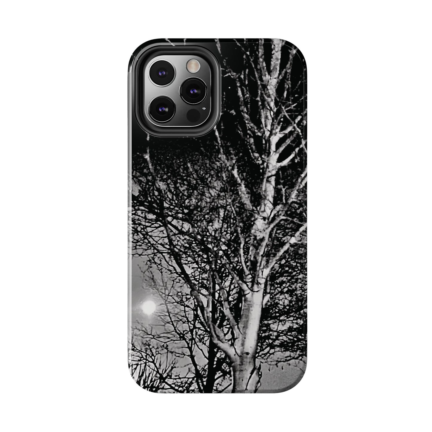 Worm Moon Night Trees Tough Phone Cases, iPhone & Samsung cases, wireless charging, trees, nature, spooky, original photo, gifts, Halloween