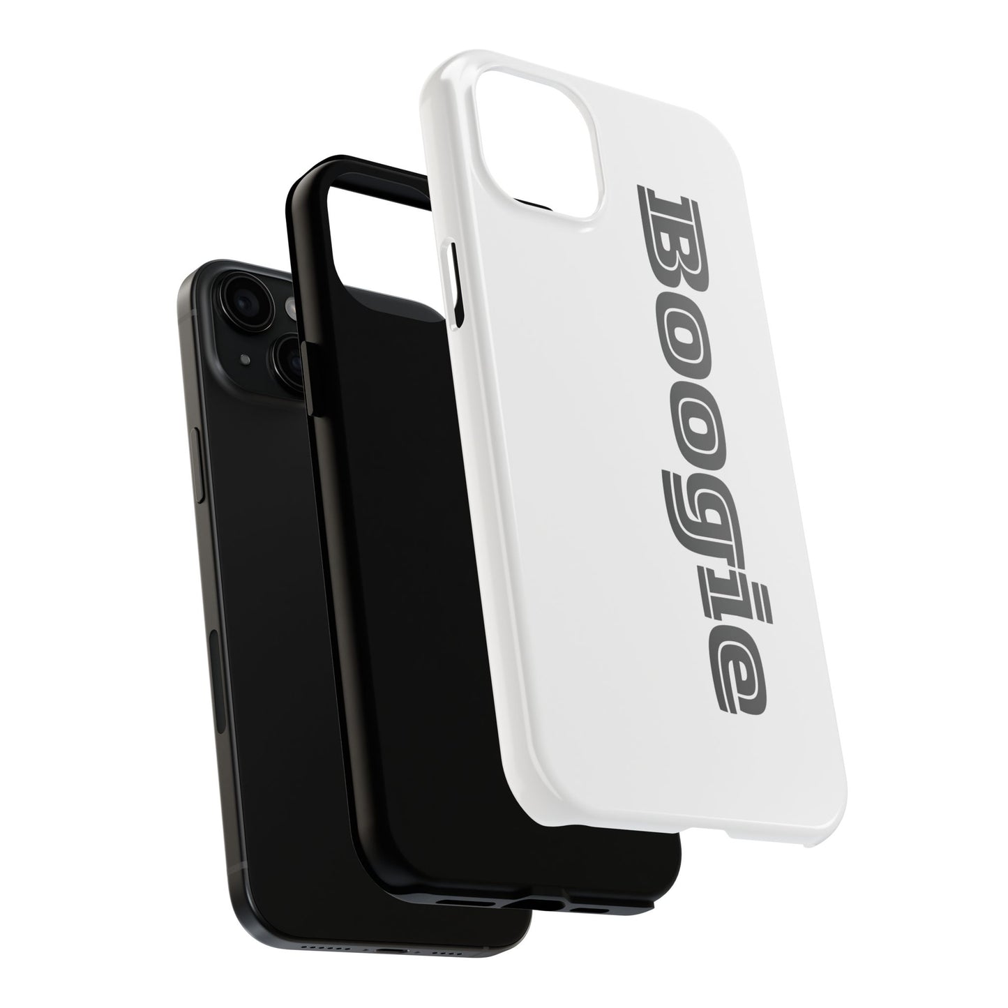 Boogie White Tough Phone Cases, iPhone Samsung cases, wireless charging, gender neutral women men friends kids teens gift birthday Christmas