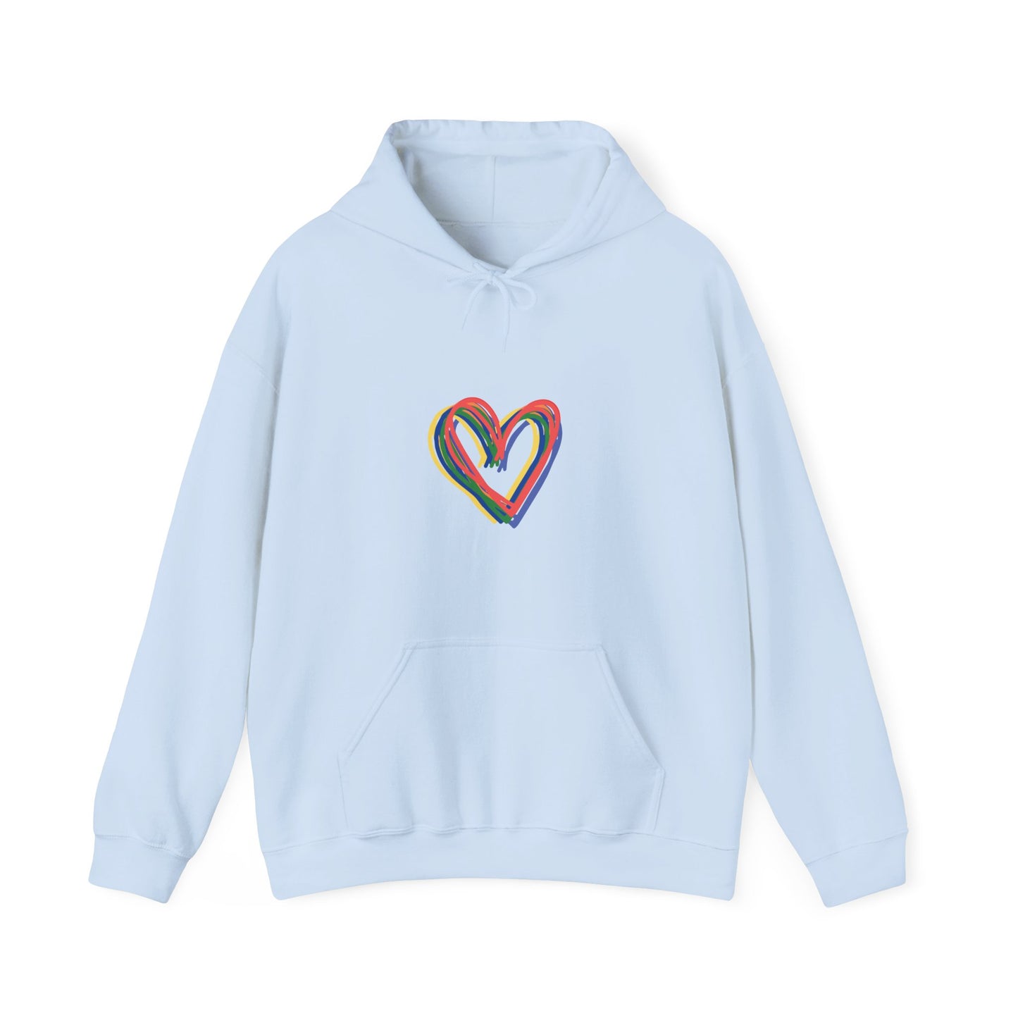 Rainbow Hearts Unisex Heavy Blend™ Hooded Sweatshirt, Love, Pride, hoodie, warm, soft, gift, gender neutral, men, women, teens, Valentines