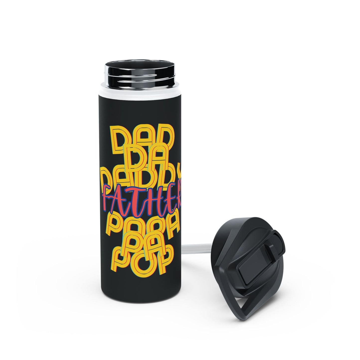 Father Stainless Steel Water Bottle, Dad Da Daddy Pop Pa Papa, Love, Fathers Day, Gifts for Men, Exercise, Eco Friendly, Gender Neutral