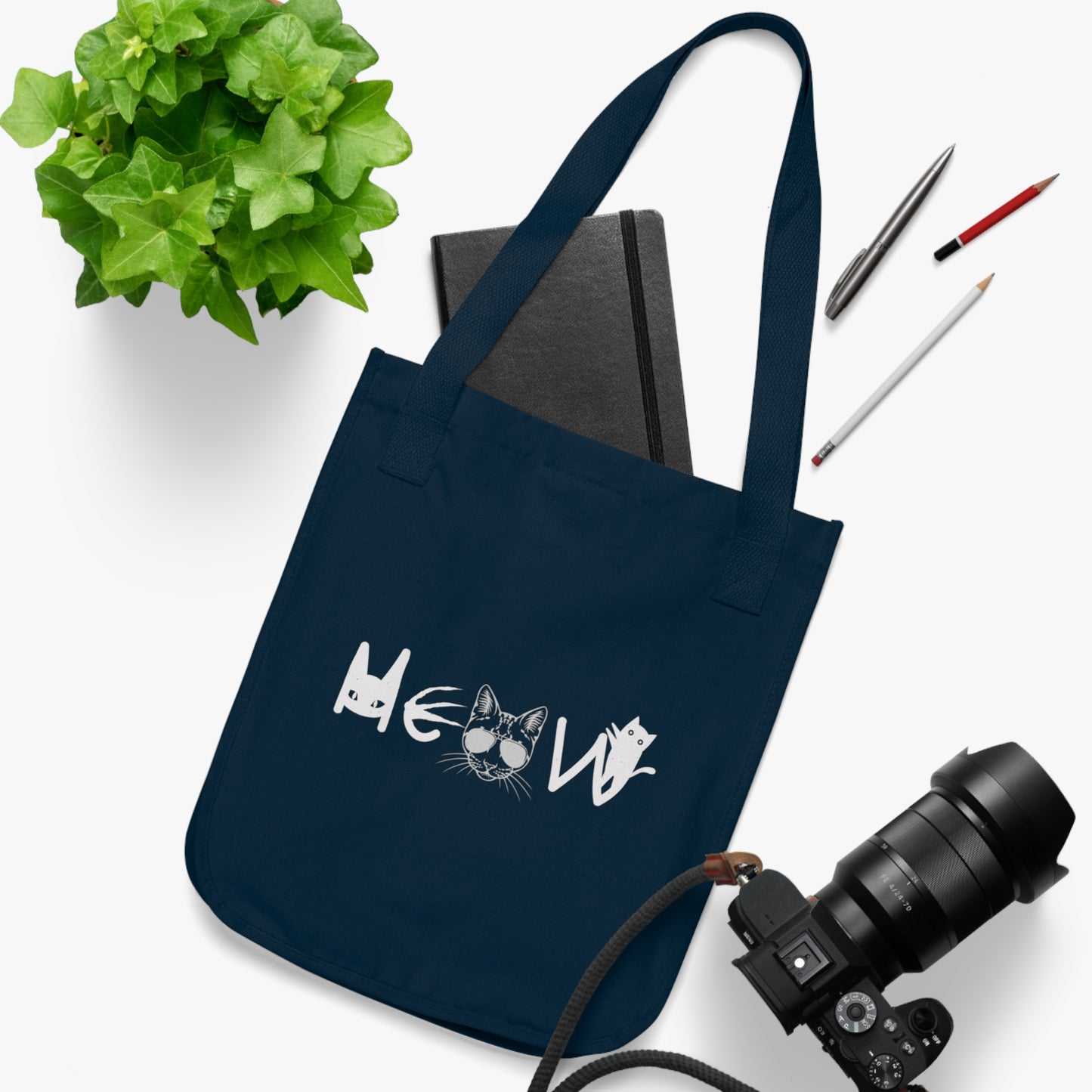 Meow Organic Canvas Tote Bag, Cats, Sassy, Halloween, Election, Gift, Groceries, Shopping, Books, Eco Friendly, Gift Bags, Organic Cotton