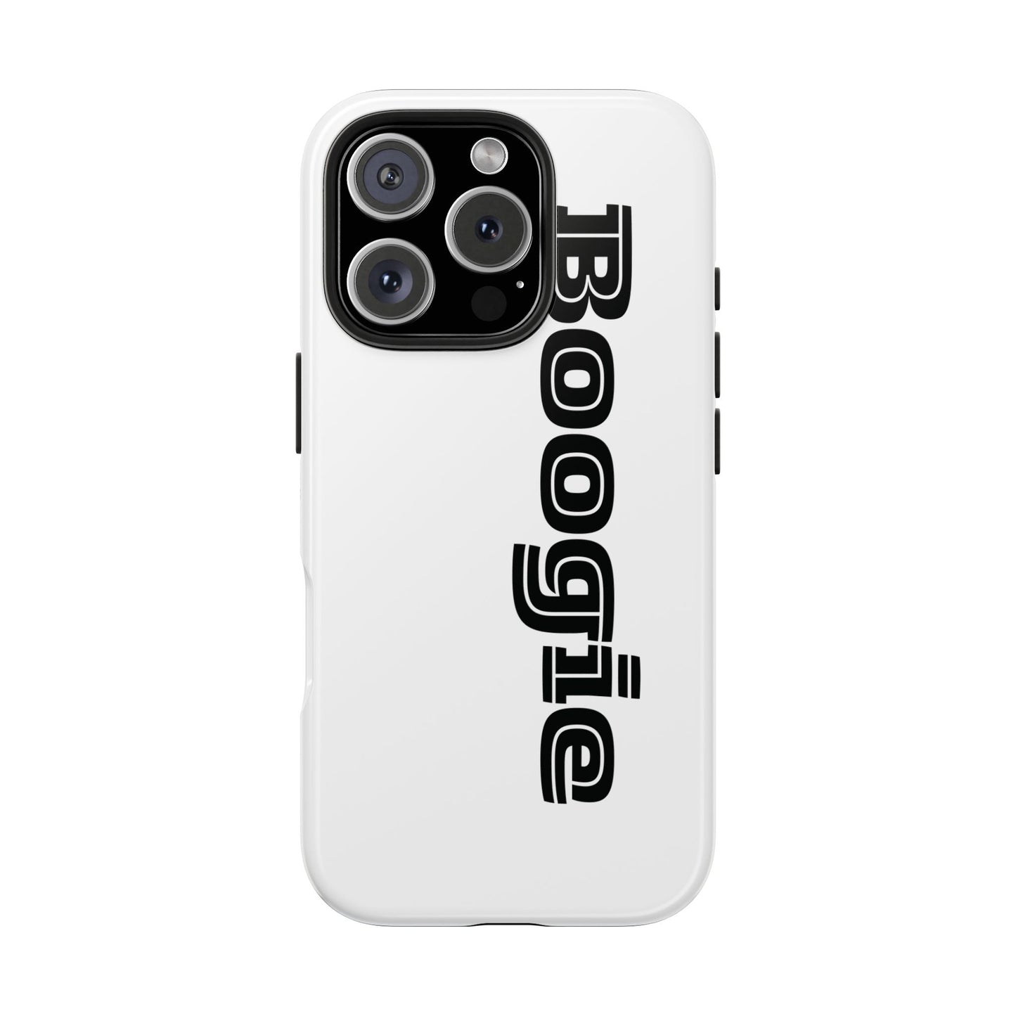 Boogie White Tough Phone Cases, iPhone Samsung cases, wireless charging, gender neutral women men friends kids teens gift birthday Christmas