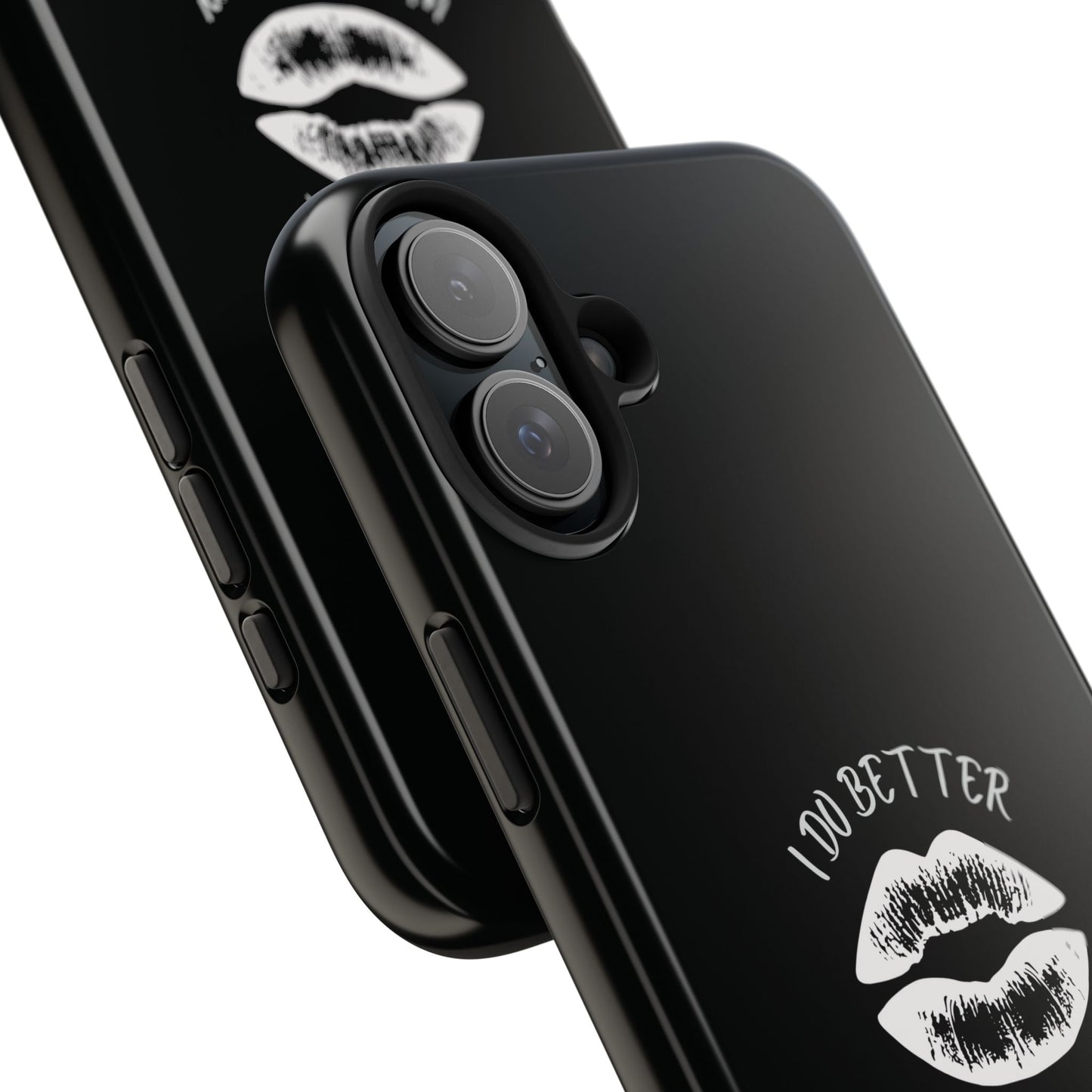 Glamorous Lipstick Tough Phone Cases - Empowered Gifts, Sassy Wireless Charging Cover, Fun Lips Samsung & iPhone Cases, Black Design