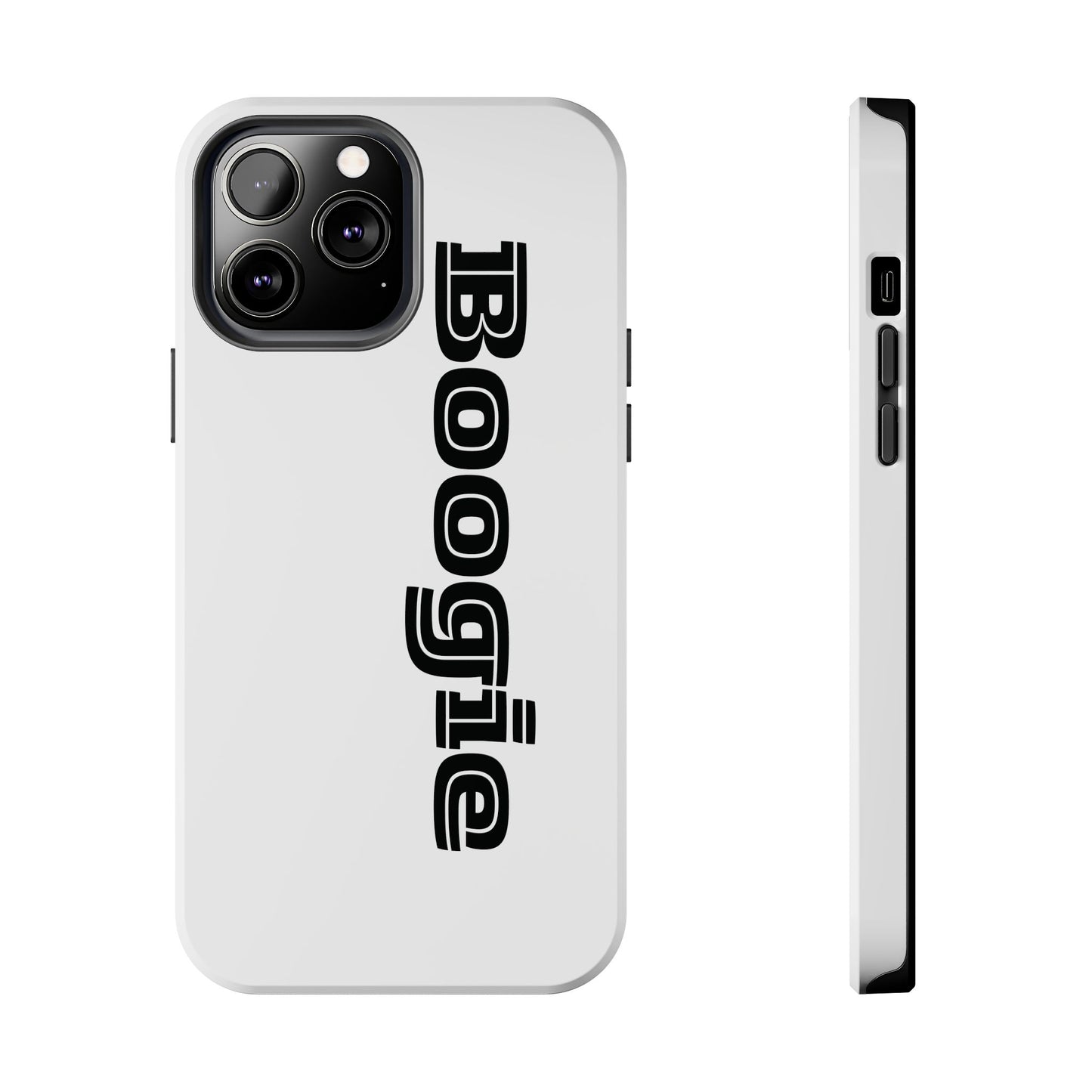 Boogie White Tough Phone Cases, iPhone Samsung cases, wireless charging, gender neutral women men friends kids teens gift birthday Christmas