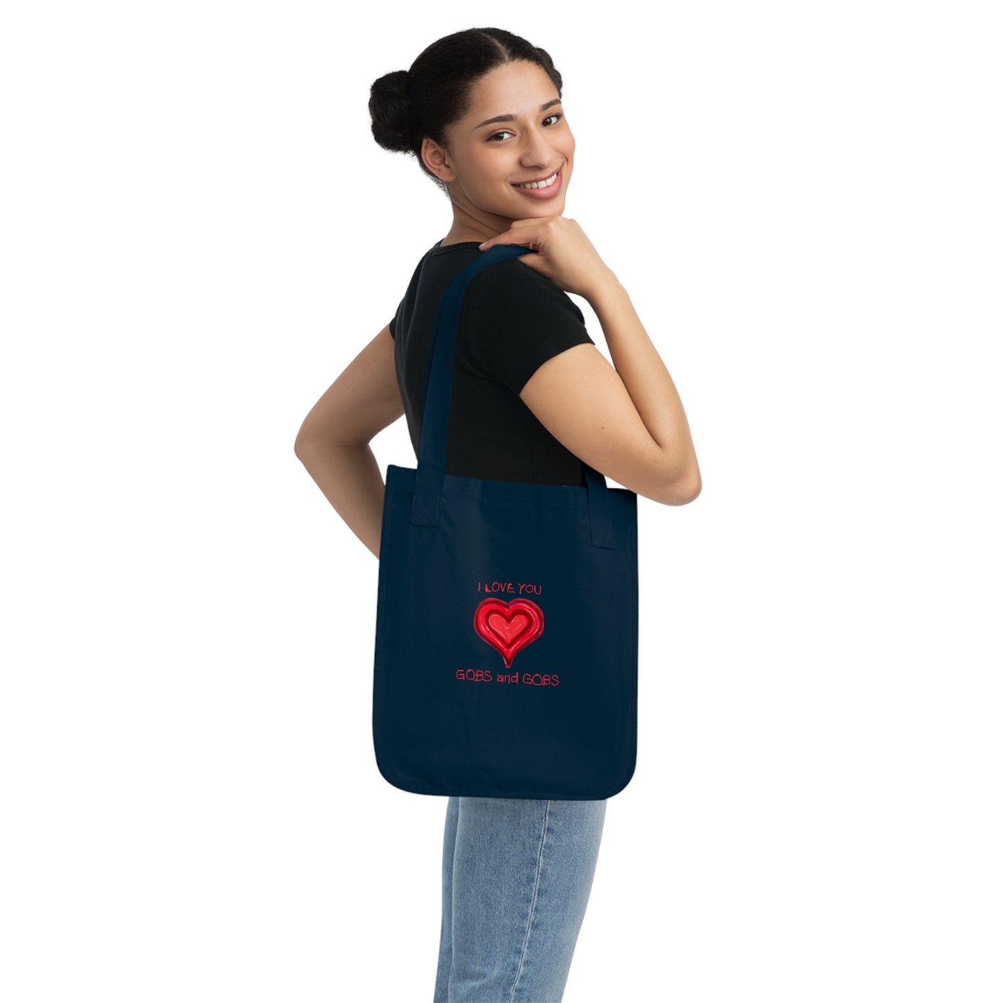 I Love You Gobs & Gobs Organic Canvas Tote Bag, Hearts, Gender Neutral, Women, Men, Kids, Gift, Groceries, Shopping, Books, Eco, Valentines