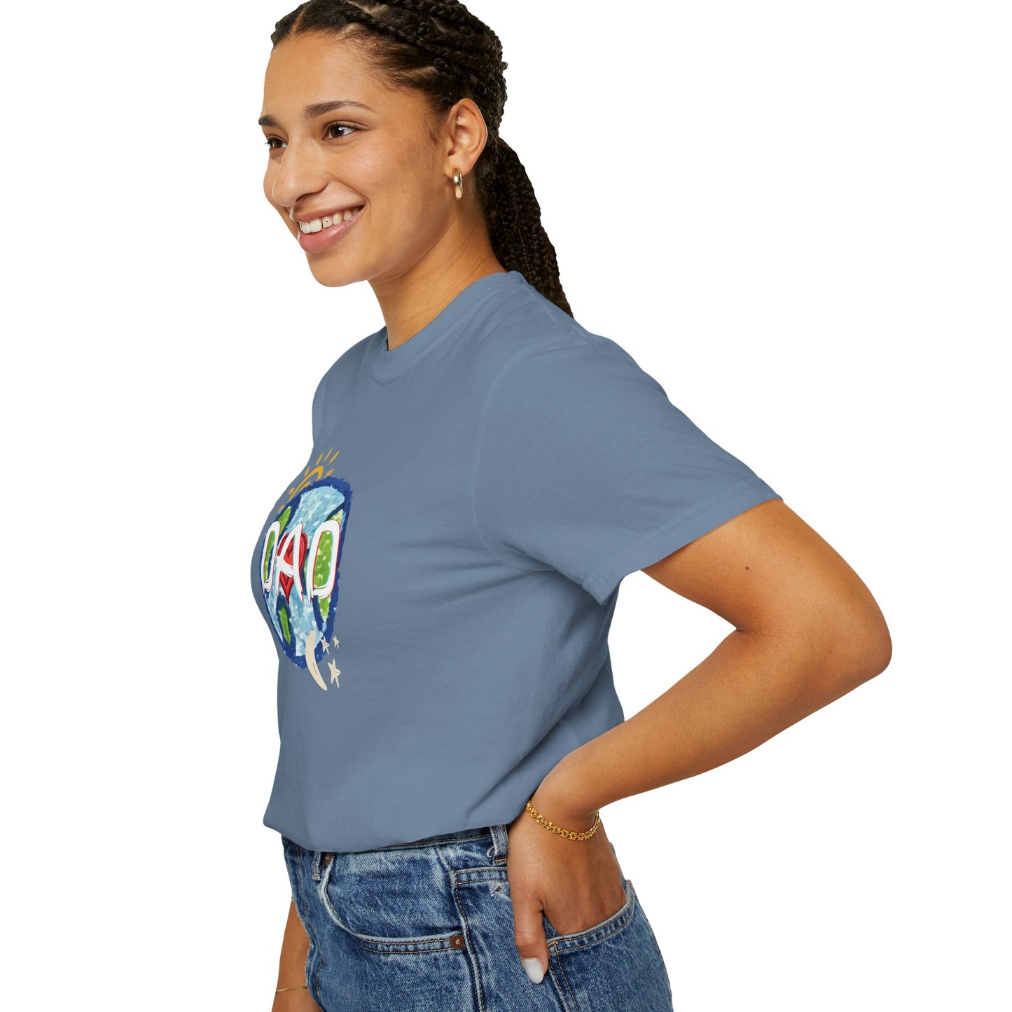 DAD Unisex Garment-Dyed T-shirt - Whole World, Sun, Moon & Stars, Heart - Fathers Day Gift