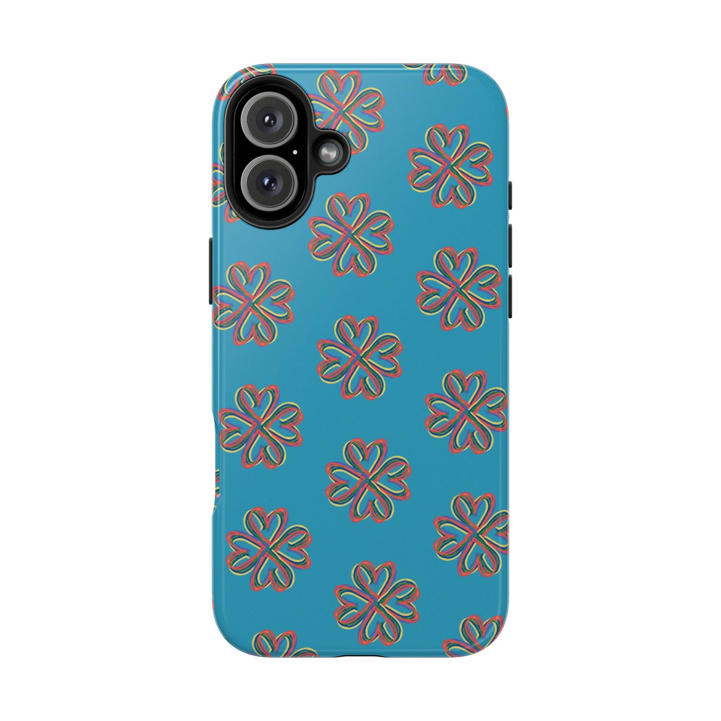 Floral Tough Phone Case, Colorful Turquoise Case, Hard Cover, iPhone Samsung Galaxy Google Pixel, Botanical Print Phone, Wireless Charging