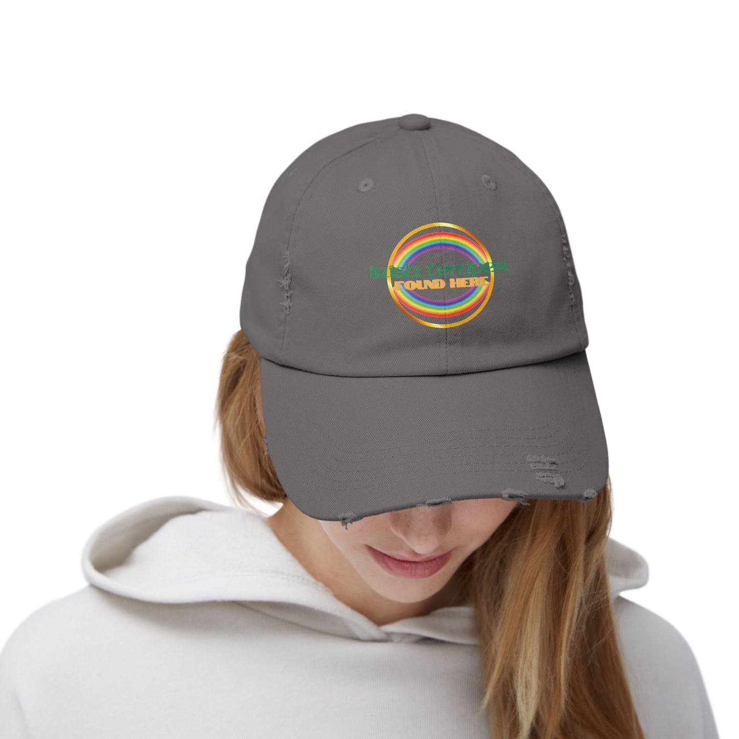 Irish Temper Found Here Funny Unisex Distressed Cap