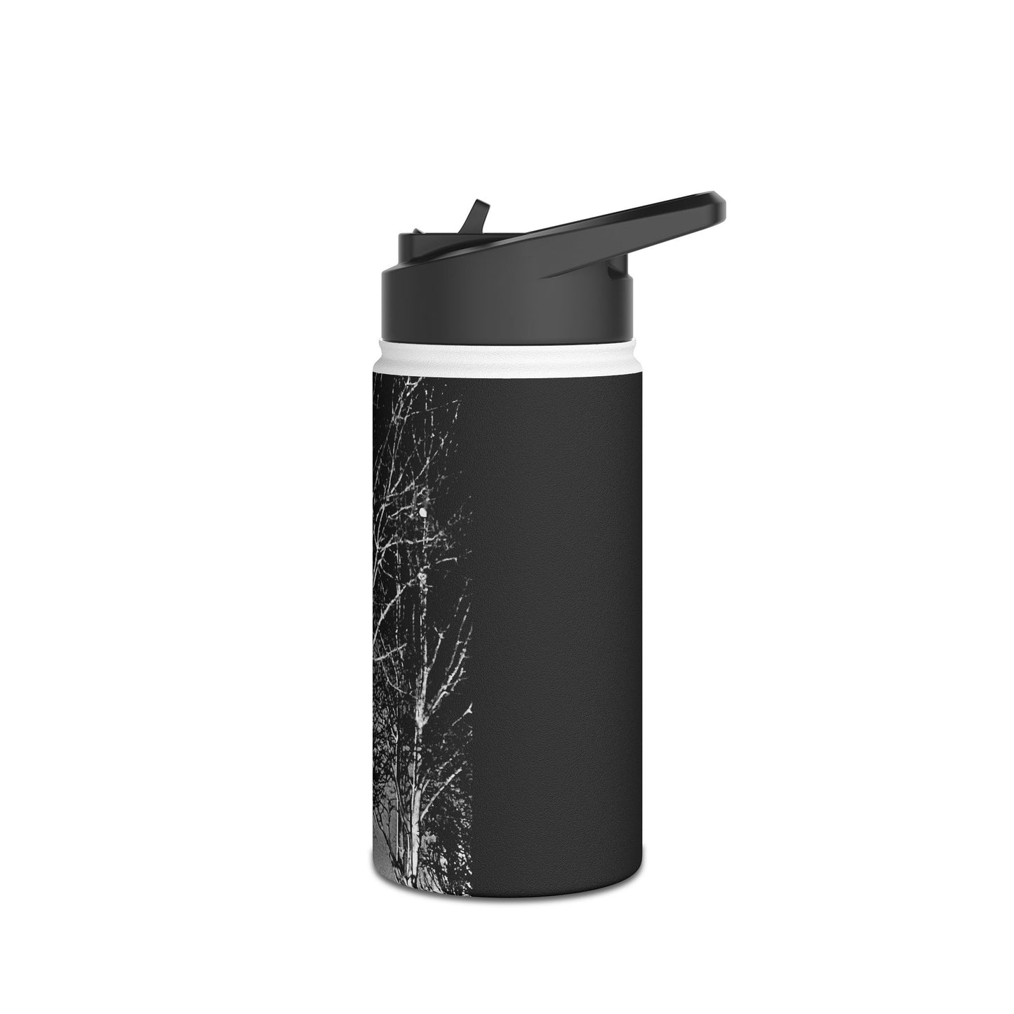 Worm Moon Night Tree Stainless Steel Water Bottle, Nature, Artwork, Gift, Black and White, BPA-free, Photo, Halloween