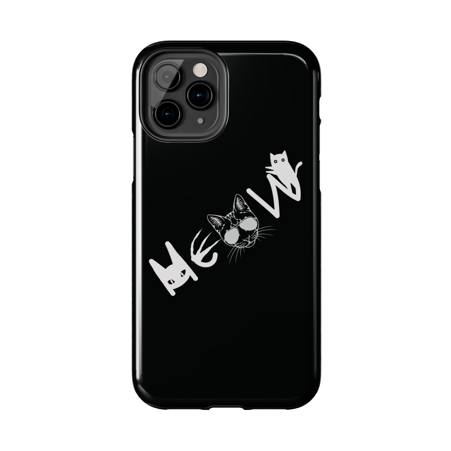 Meow Tough Phone Cases, iPhone & Samsung cases, wireless charging, cats, sassy, kitty, gender neutral, gifts, Halloween, birthday, Christmas