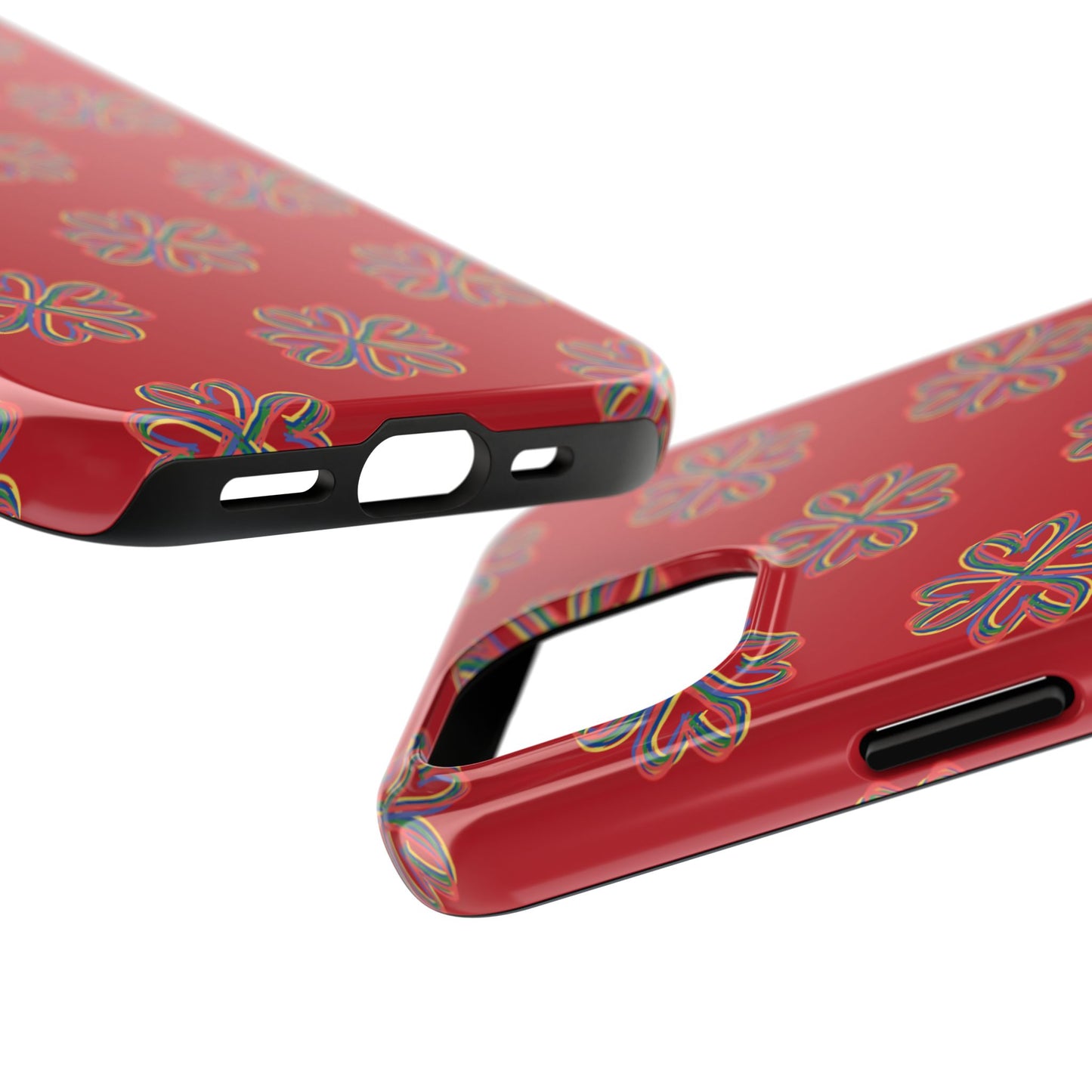 Floral Tough Phone Case, Red Phone Cover, Protective Tech Accessory, Botanical Phone Shell, Gift for Gardeners, Colorful, Wireless Charging
