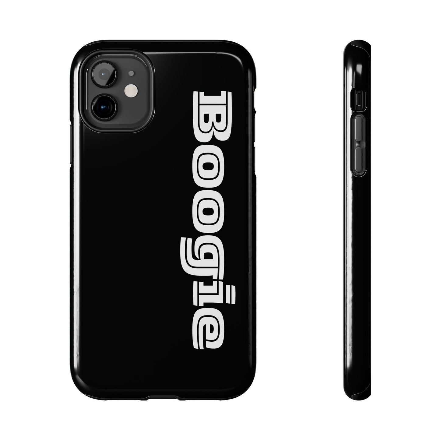 Boogie Black Tough Phone Cases, iPhone Samsung cases, wireless charging, gender neutral women men friends kids teens gift birthday Christmas