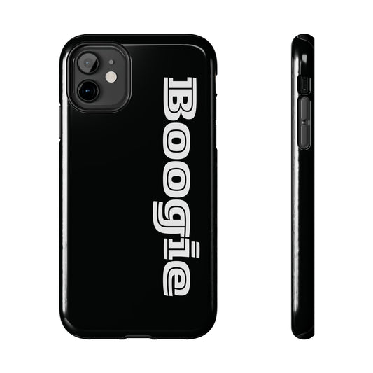 Boogie Black Tough Phone Cases, iPhone Samsung cases, wireless charging, gender neutral women men friends kids teens gift birthday Christmas