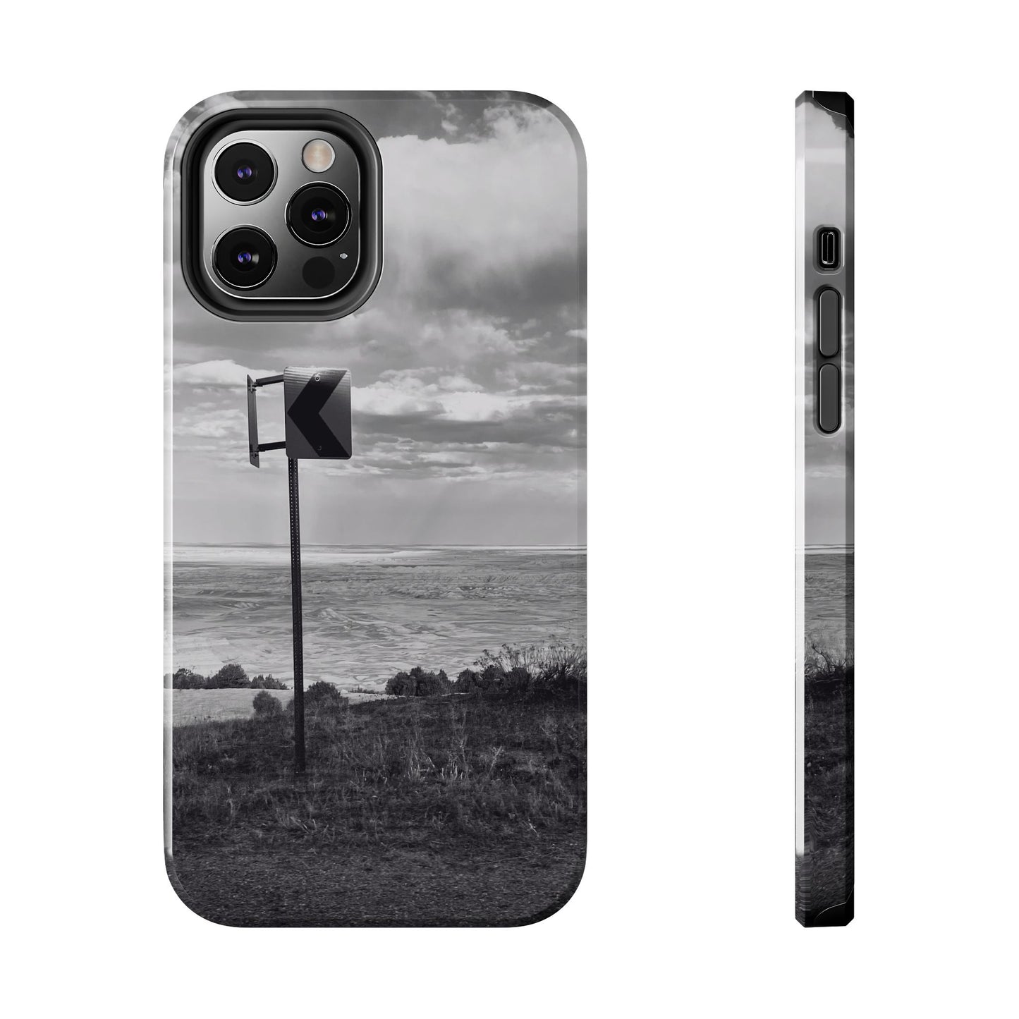 Road Sign Tough Phone Cases, iPhone & Samsung cases, wireless charging, black and white photo, nature, original art, gift birthday Christmas