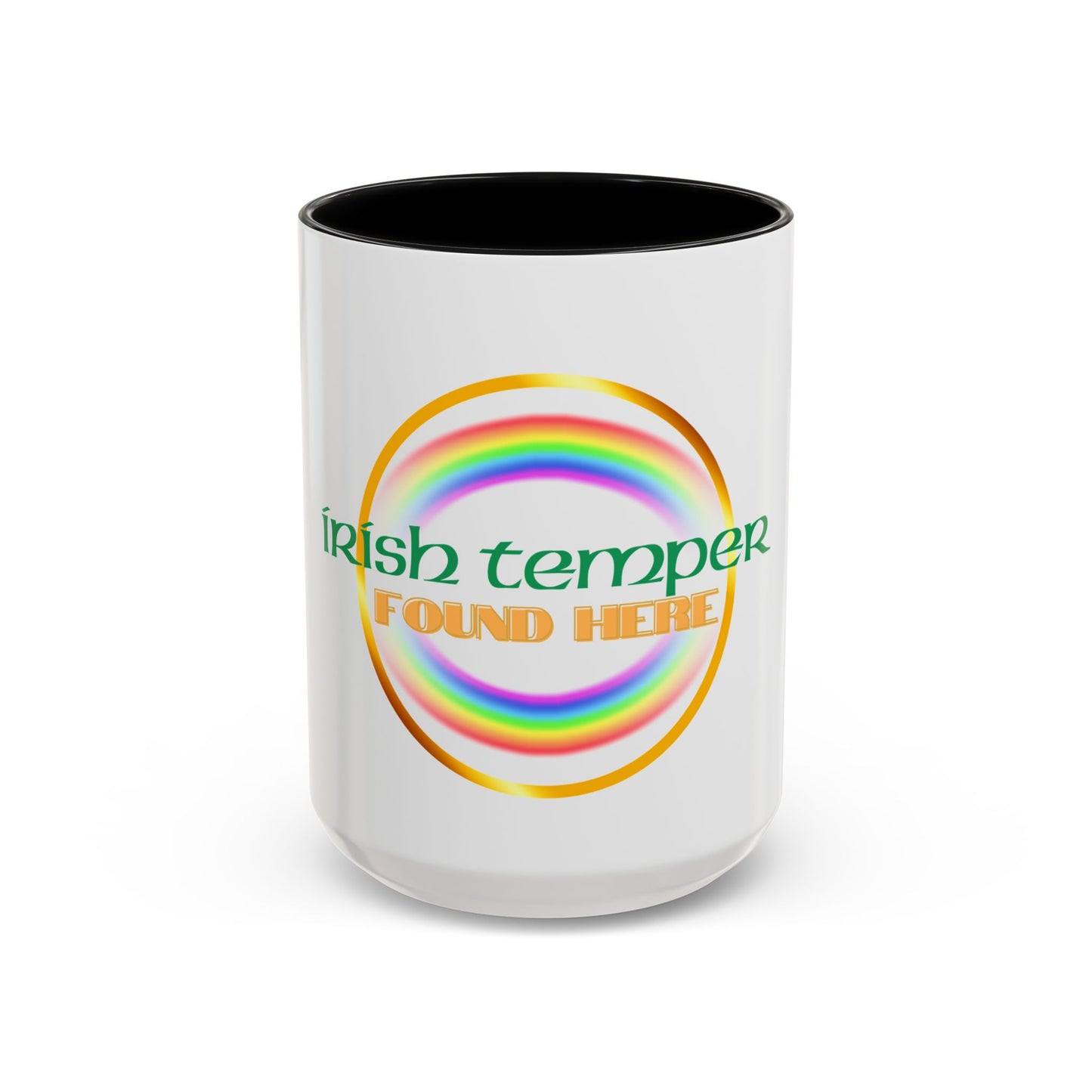 Coffee Mug - Irish Temper Found Here, Rainbow Design, BPA-Free Ceramic, St Patricks Gift