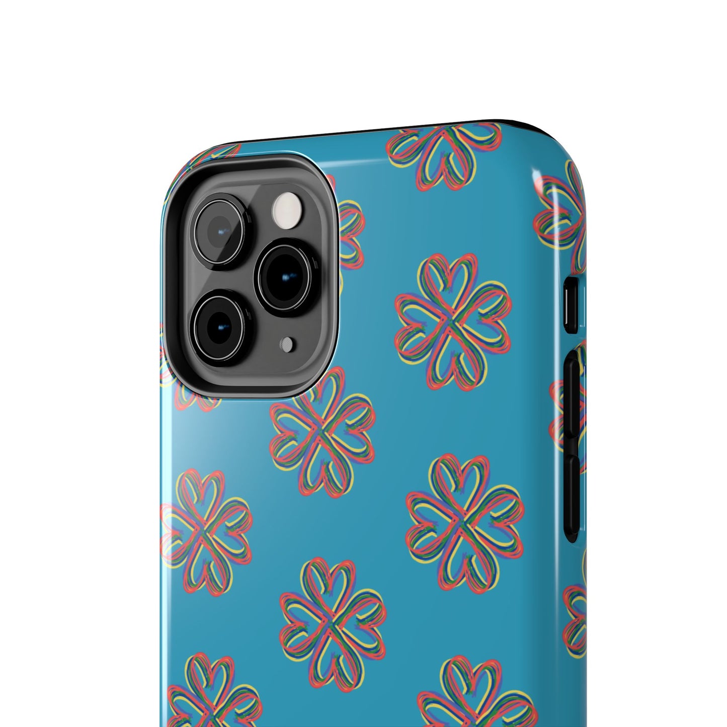 Floral Tough Phone Case, Colorful Turquoise Case, Hard Cover, iPhone Samsung Galaxy Google Pixel, Botanical Print Phone, Wireless Charging