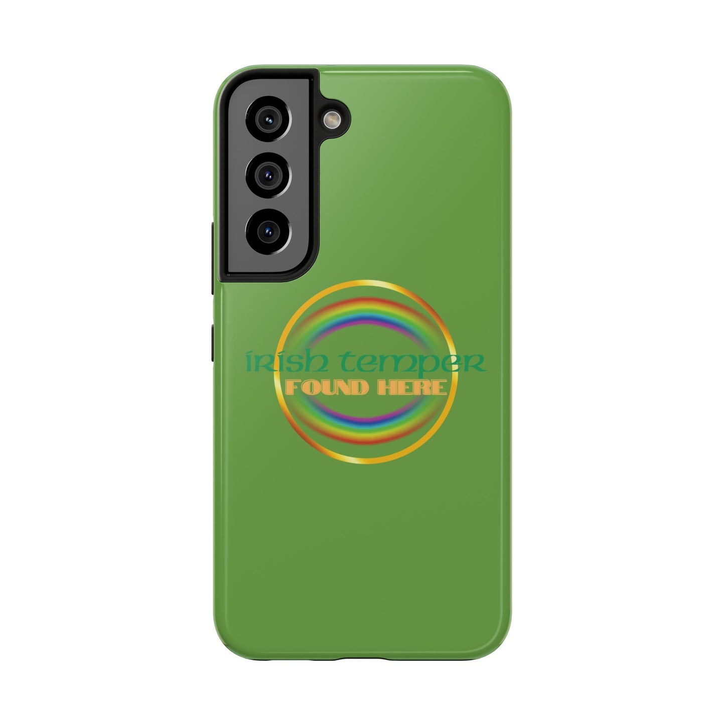 Green Irish Temper Found Here Tough Phone Cases, iPhone & Samsung cases, wireless charging, gifts, St Patricks Day, Birthday, Christmas