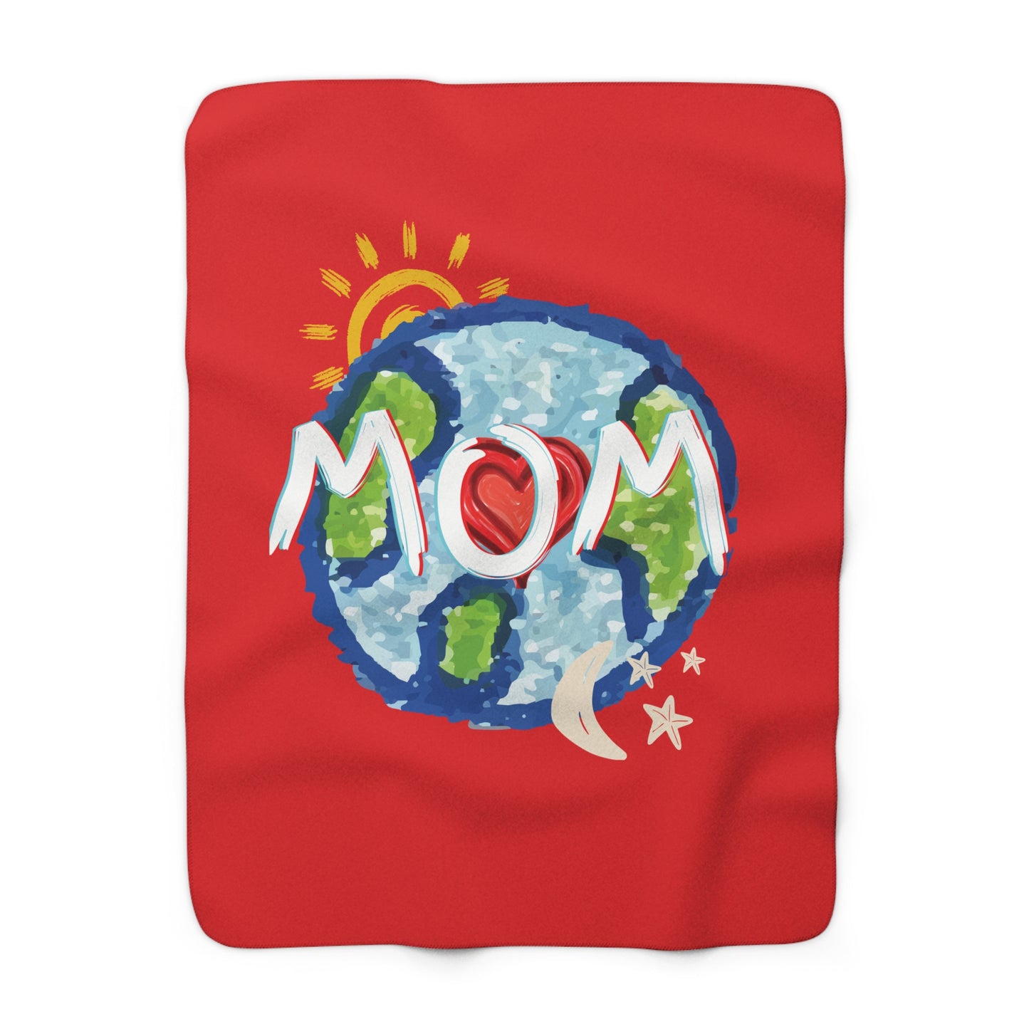 MOM Sherpa Fleece Blanket, Whole World, Sun, Moon & Stars, Heart, Love, Mothers Day, Gifts for Women, Comfy, Soft, Home, Throw, 50x60 60x80