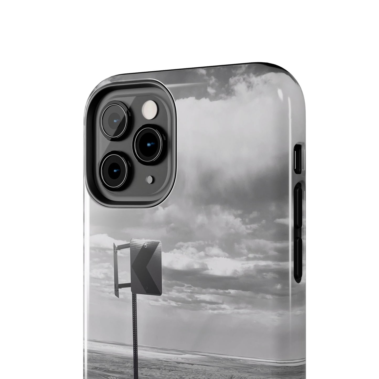 Road Sign Tough Phone Cases, iPhone & Samsung cases, wireless charging, black and white photo, nature, original art, gift birthday Christmas