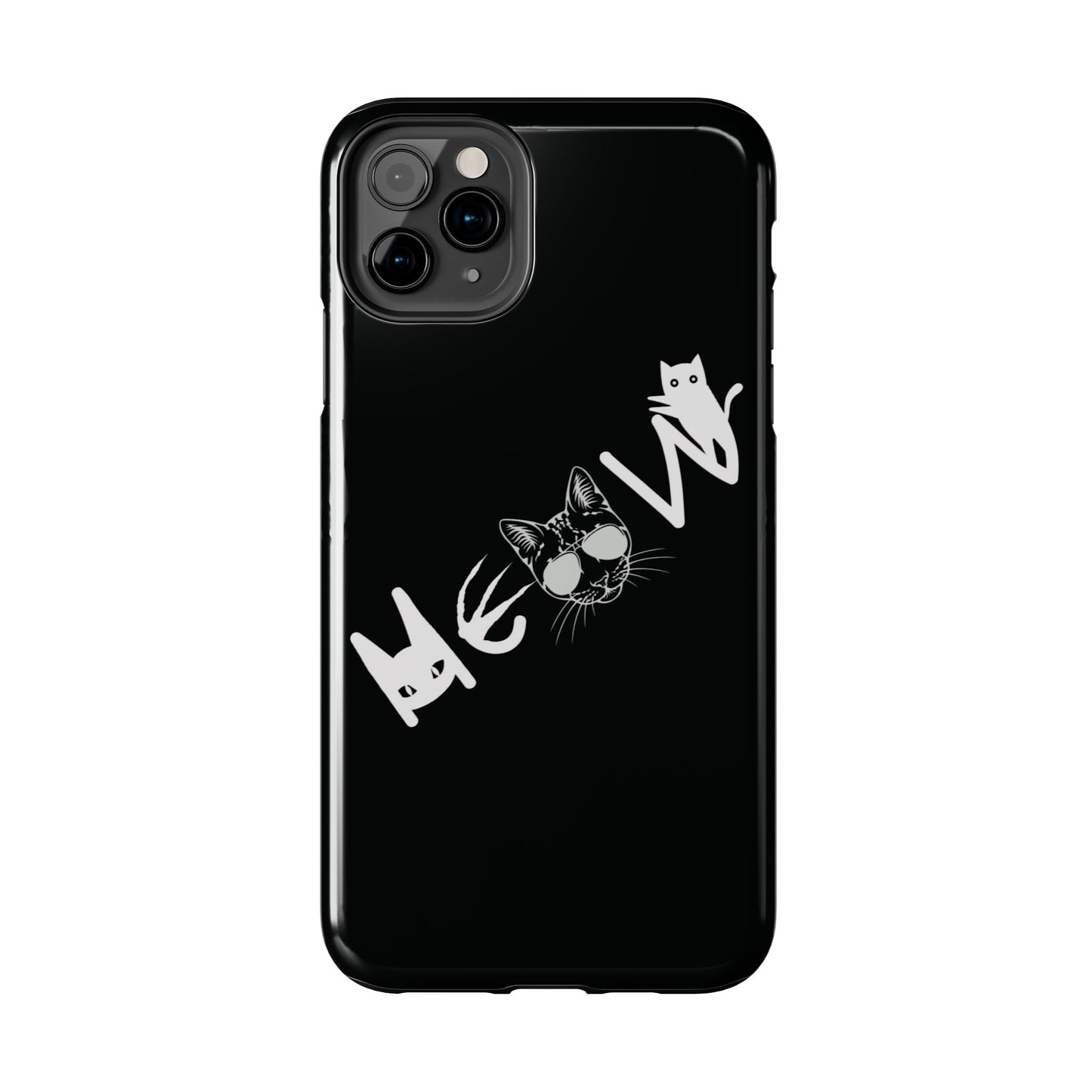 Meow Tough Phone Cases, iPhone & Samsung cases, wireless charging, cats, sassy, kitty, gender neutral, gifts, Halloween, birthday, Christmas