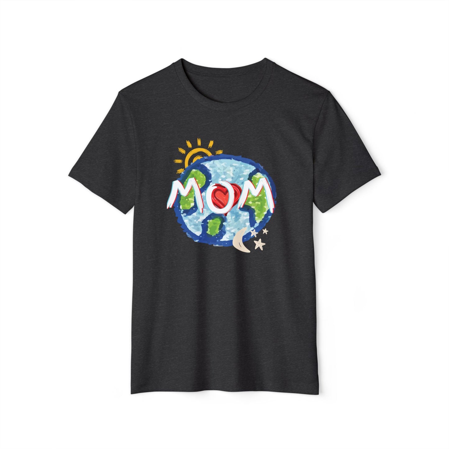 Mom Whole World Sun, Moon, Stars Heart Unisex Recycled Organic T-Shirt, Eco-Friendly Tee, Family Gift, Celestial Shirt