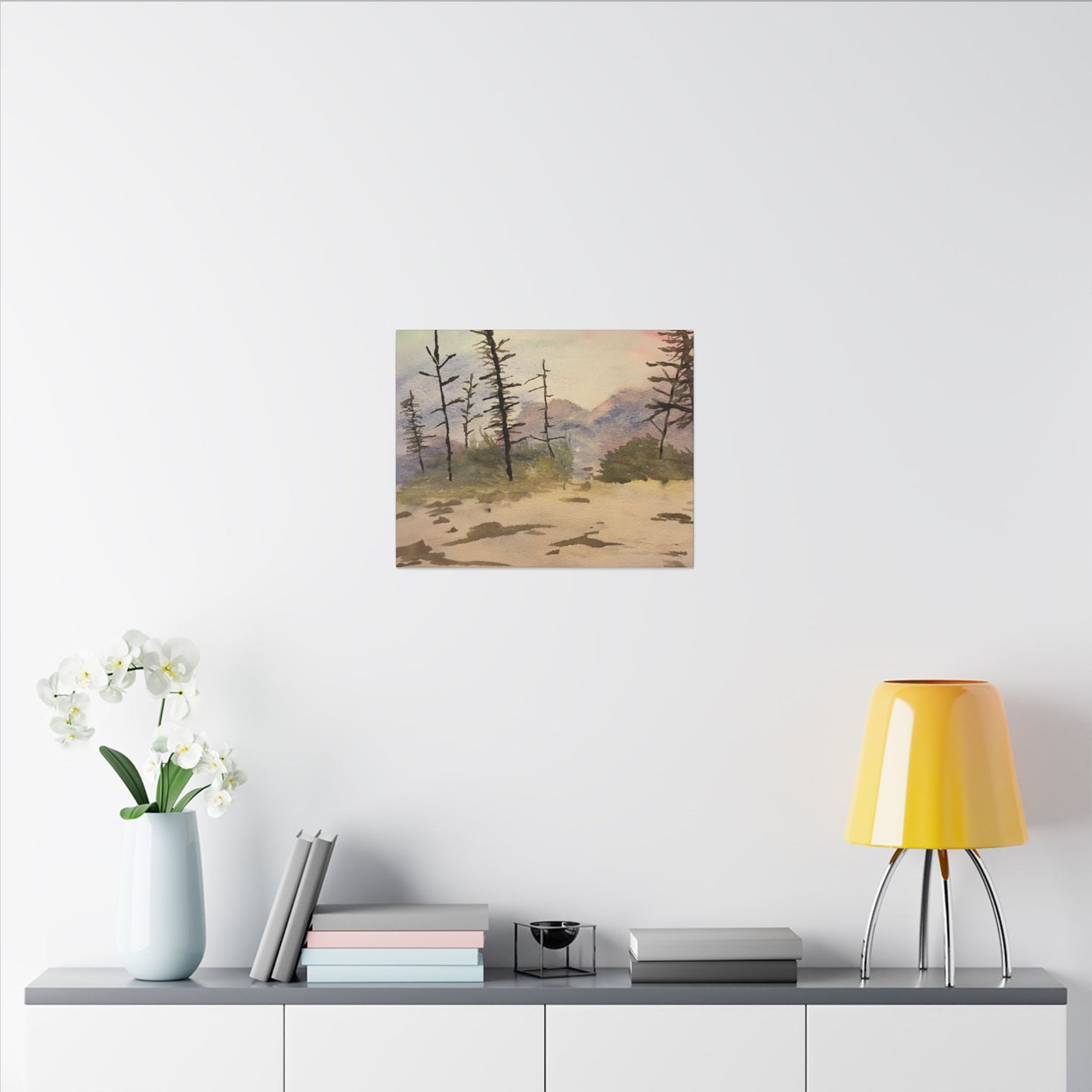 Canvas Wrap Glacier National Park After Fire, Nature, America, Trees, Original Watercolor Print, Artwork, Wall Art, Print, Mountains, Gift