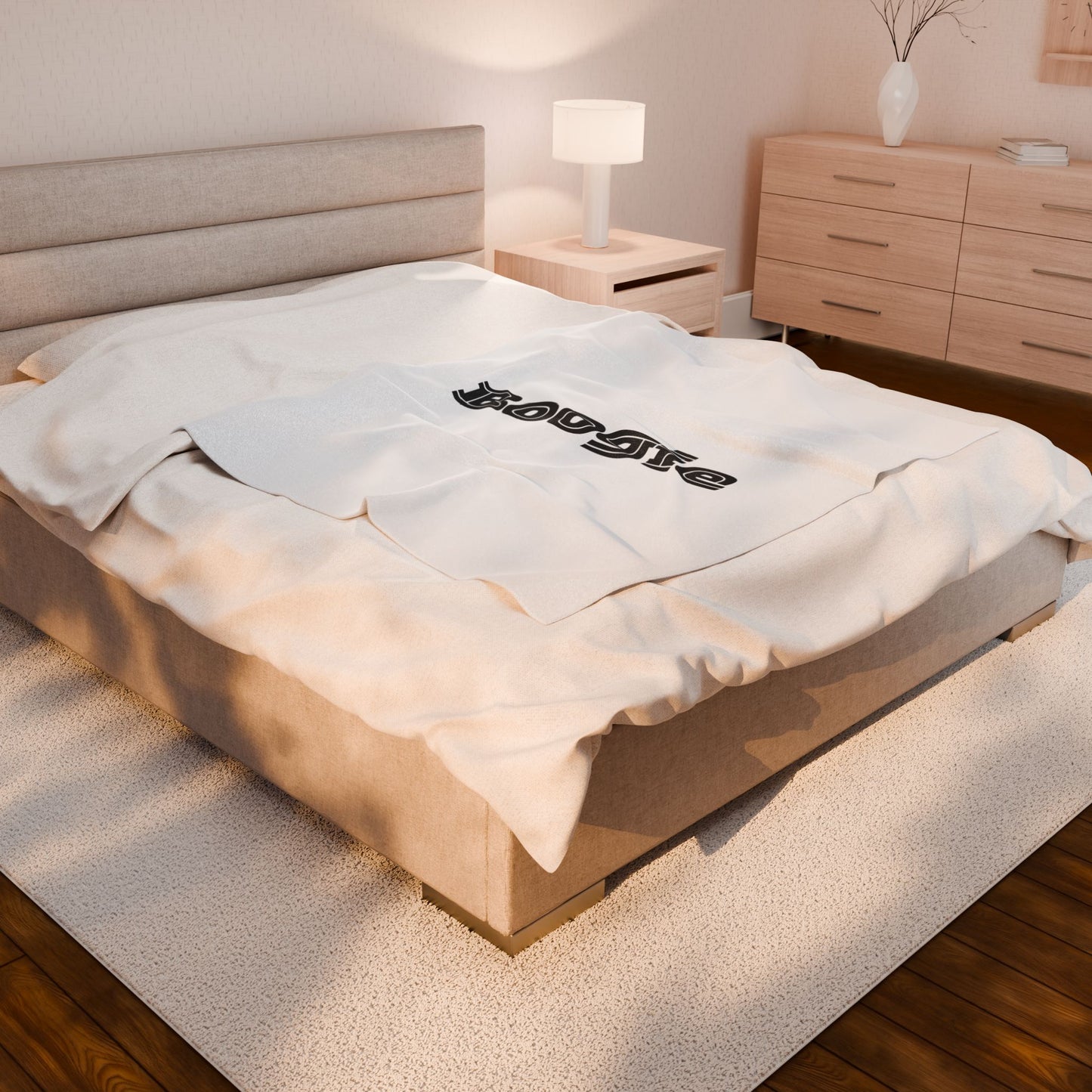 Boogie White Velveteen Blanket, Fun, Dance, Cozy Throw, Home Decor, Dorm, Bed Cover, Couch Blanket, Women Men Teens Kids Birthday Christmas