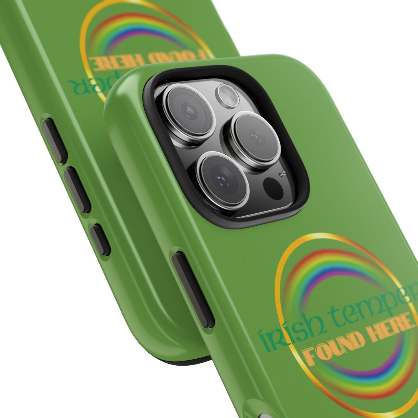 Green Irish Temper Found Here Tough Phone Cases, iPhone & Samsung cases, wireless charging, gifts, St Patricks Day, Birthday, Christmas