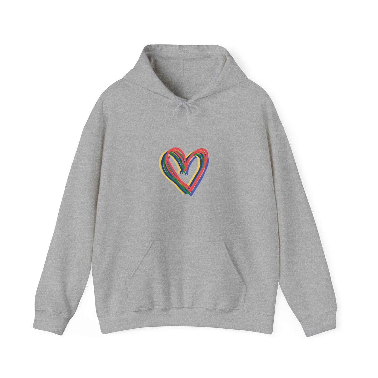 Rainbow Hearts Unisex Heavy Blend™ Hooded Sweatshirt, Love, Pride, hoodie, warm, soft, gift, gender neutral, men, women, teens, Valentines