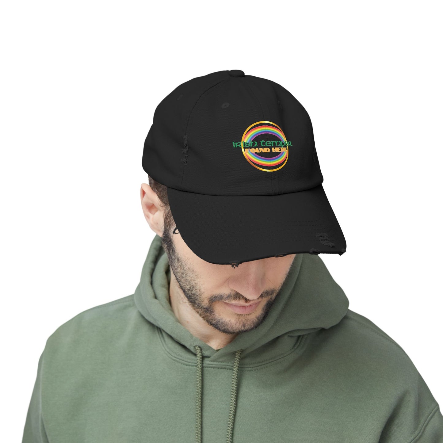 Irish Temper Found Here Funny Unisex Distressed Cap