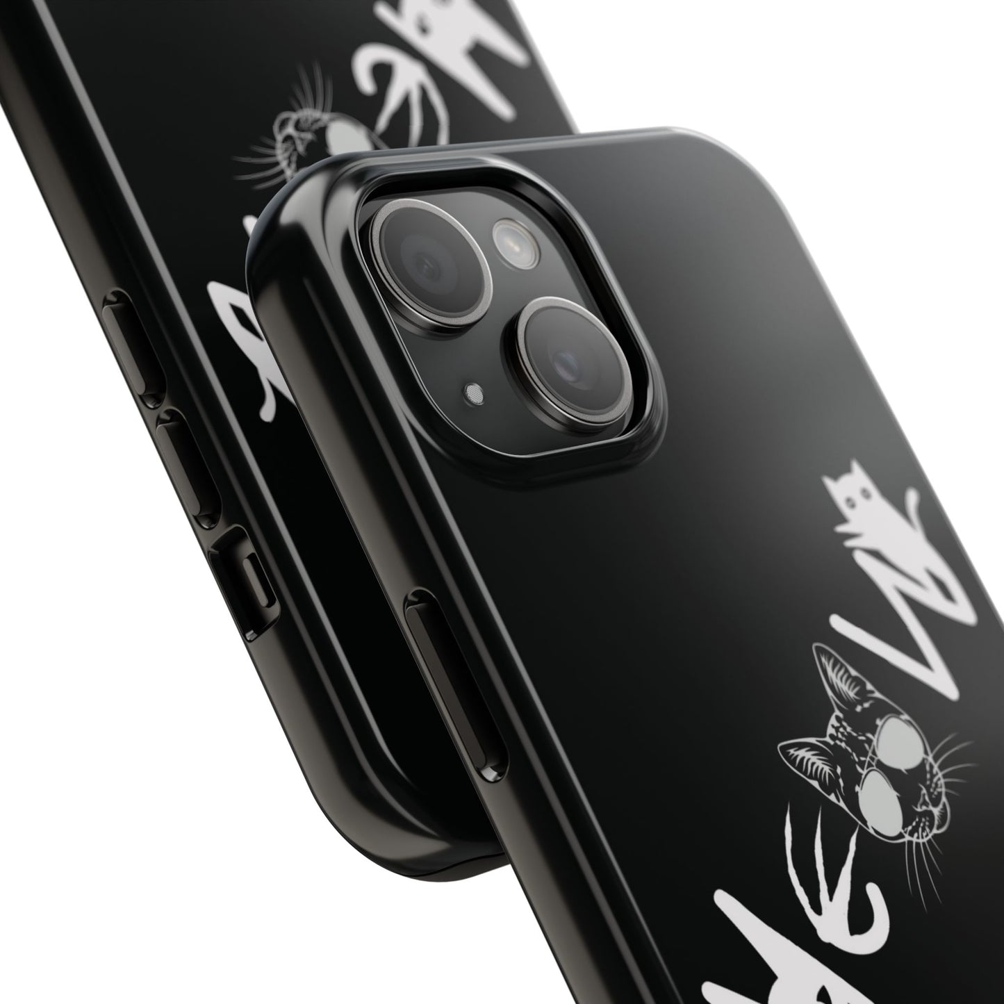 Meow Tough Phone Cases, iPhone & Samsung cases, wireless charging, cats, sassy, kitty, gender neutral, gifts, Halloween, birthday, Christmas