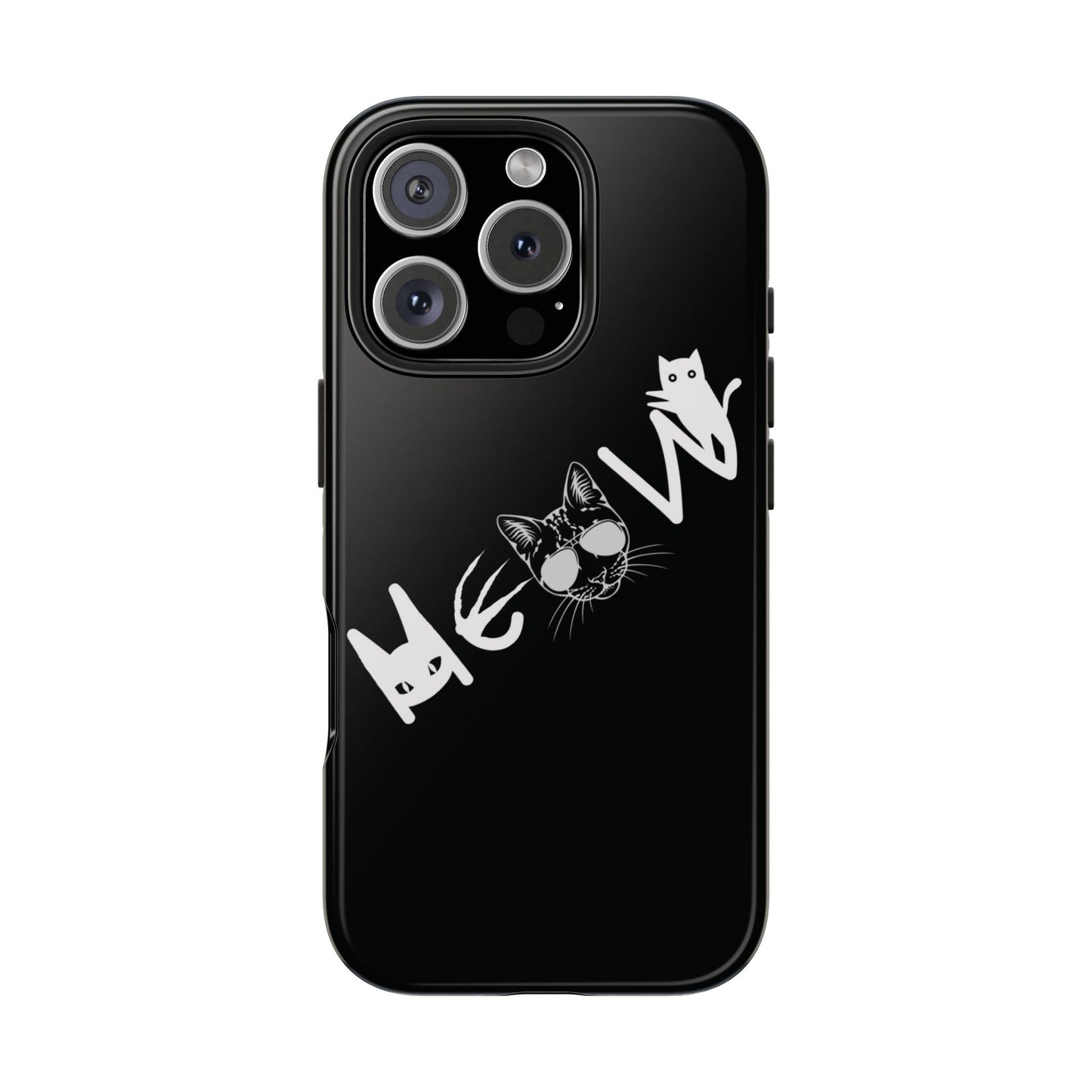 Meow Tough Phone Cases, iPhone & Samsung cases, wireless charging, cats, sassy, kitty, gender neutral, gifts, Halloween, birthday, Christmas