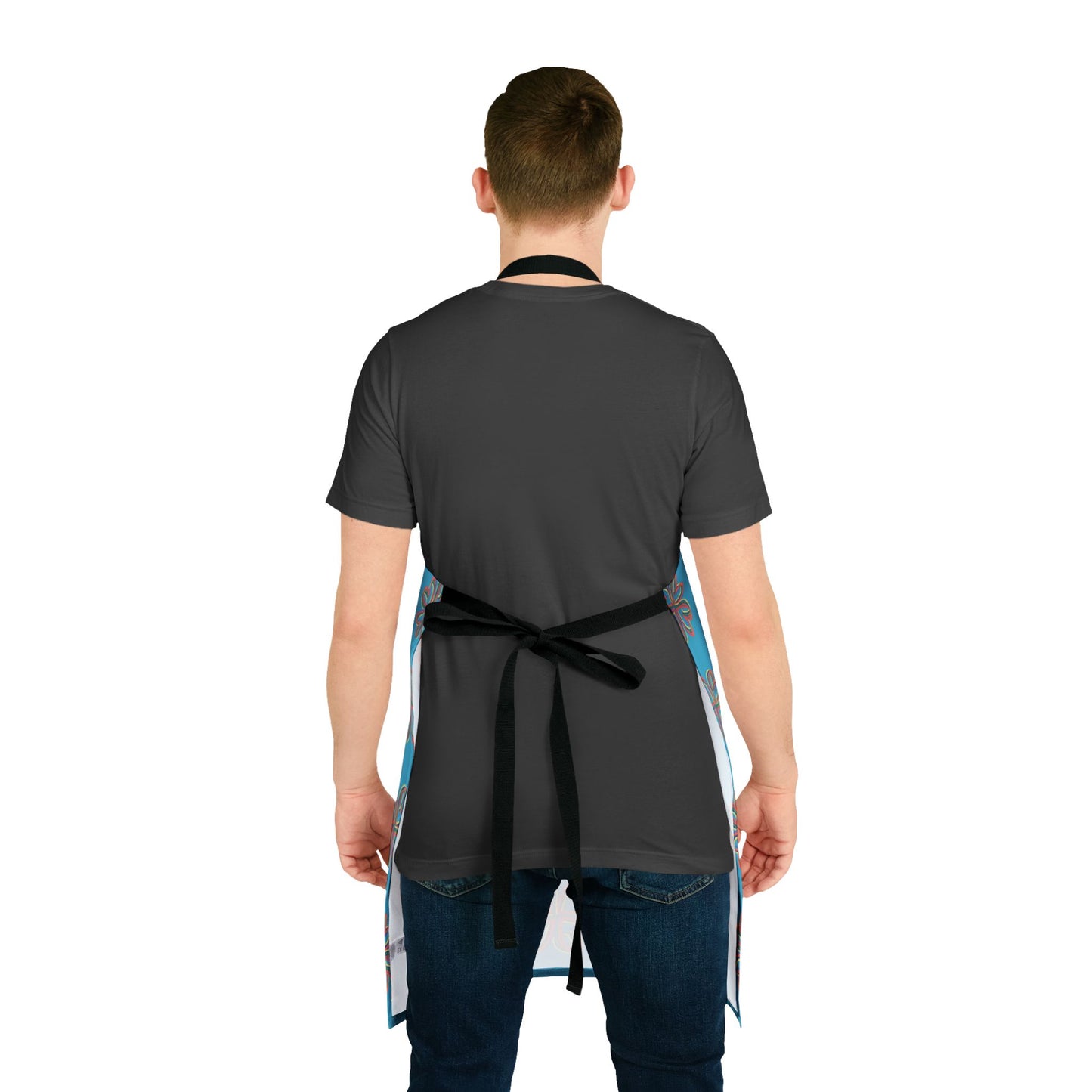 Apron, Turquoise Floral Unisex Chefs Apron, Grilling Cooking Kitchen Gender Neutral Gifts Women Men Friends Teens Birthday Christmas