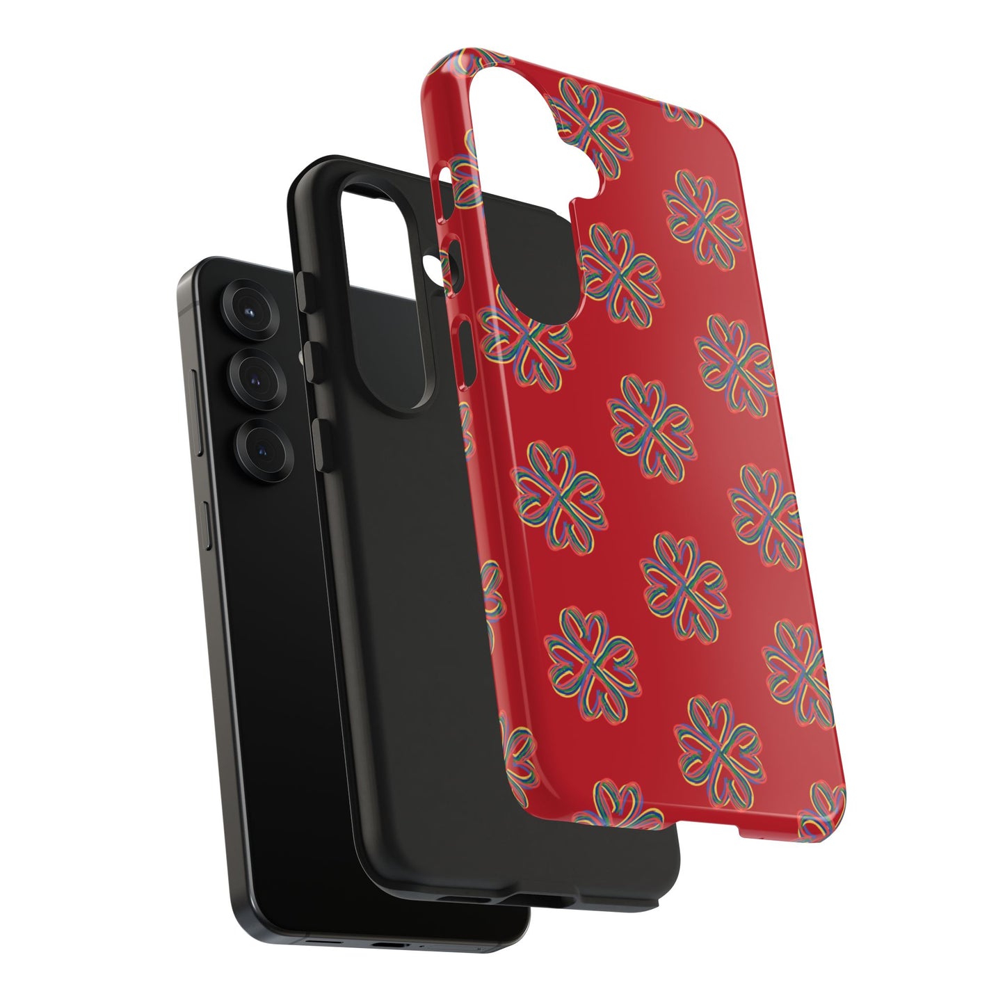 Floral Tough Phone Case, Red Phone Cover, Protective Tech Accessory, Botanical Phone Shell, Gift for Gardeners, Colorful, Wireless Charging