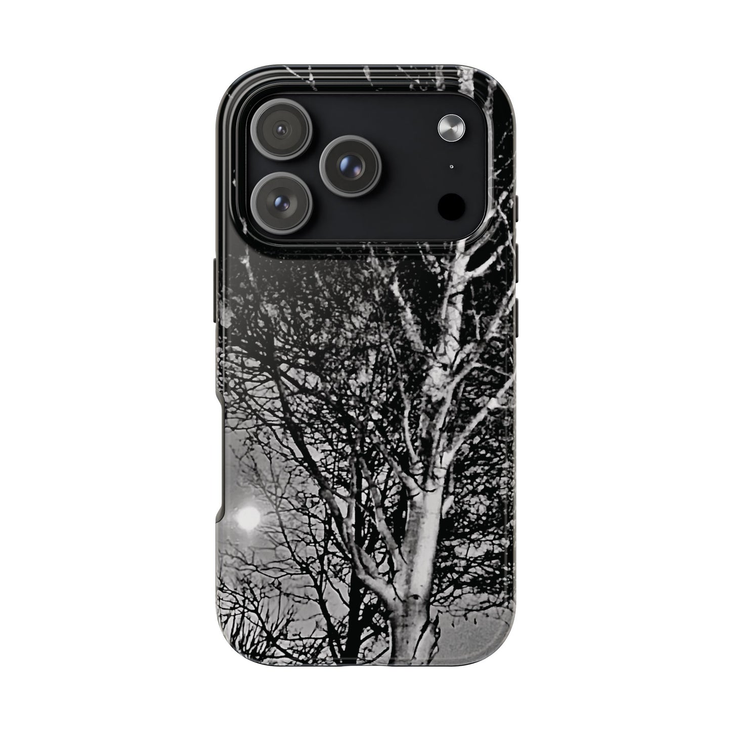 Worm Moon Night Trees Tough Phone Cases, iPhone & Samsung cases, wireless charging, trees, nature, spooky, original photo, gifts, Halloween