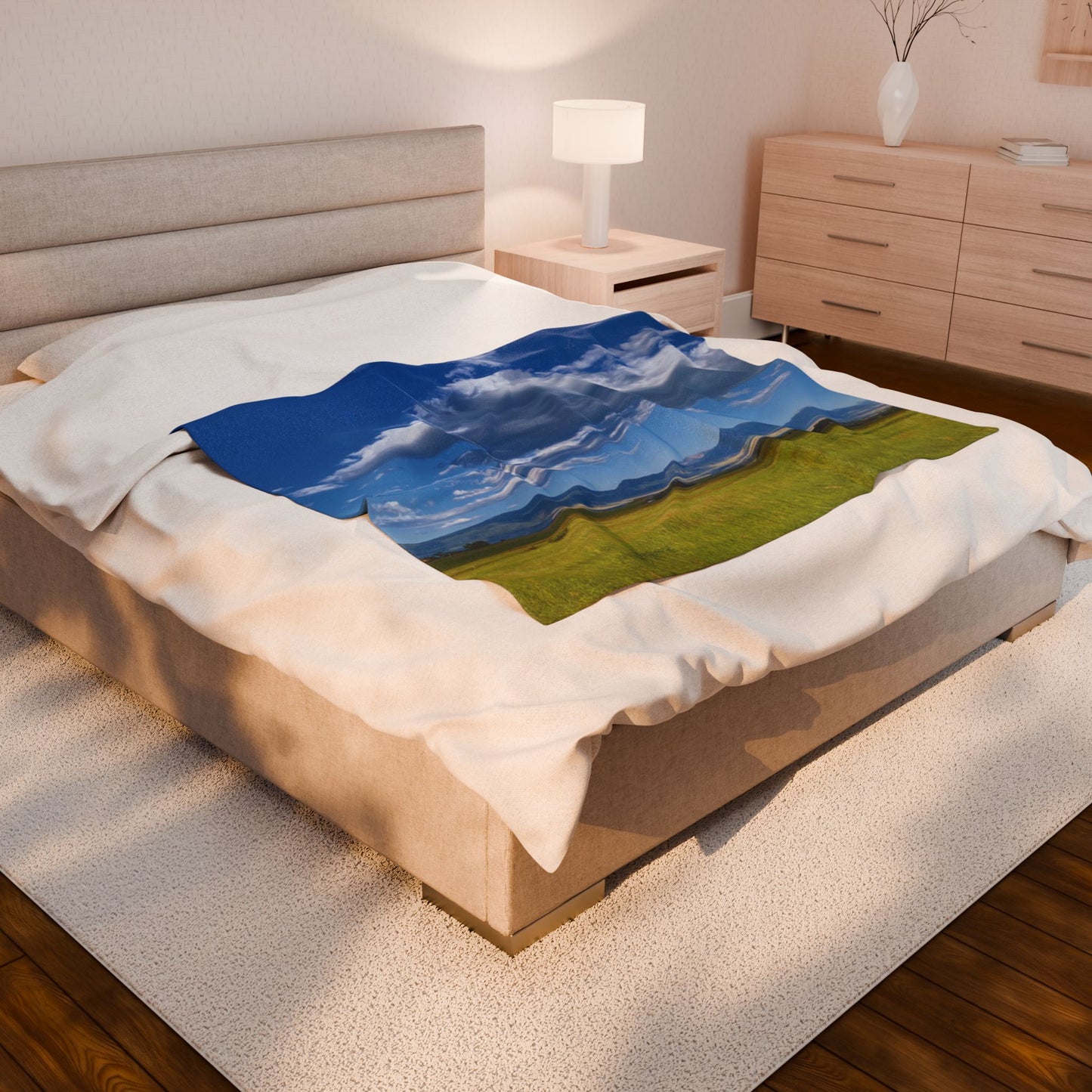 Western Clouds Velveteen Blanket, Cozy Throw, Home Decor, Gift, Bed Cover, Vibrant Couch Blanket, Birthday Wedding Anniversary Christmas