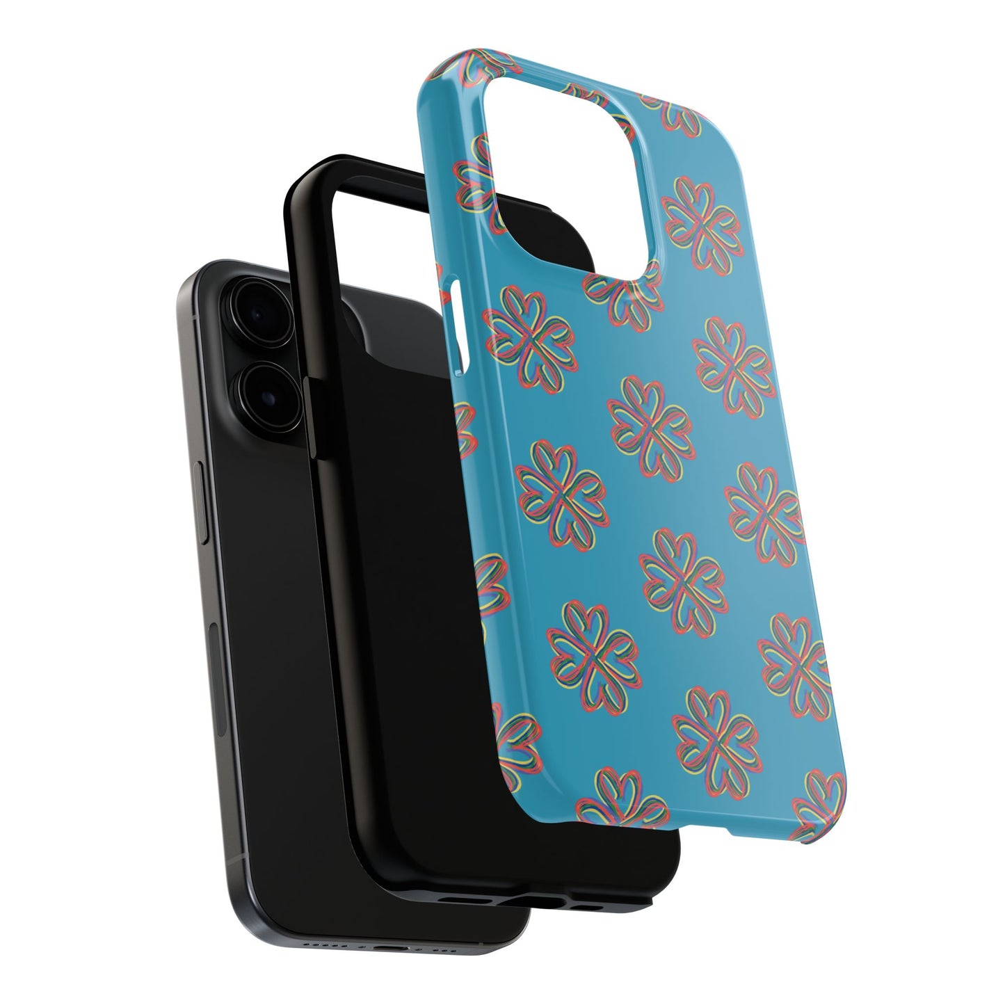 Floral Tough Phone Case, Colorful Turquoise Case, Hard Cover, iPhone Samsung Galaxy Google Pixel, Botanical Print Phone, Wireless Charging