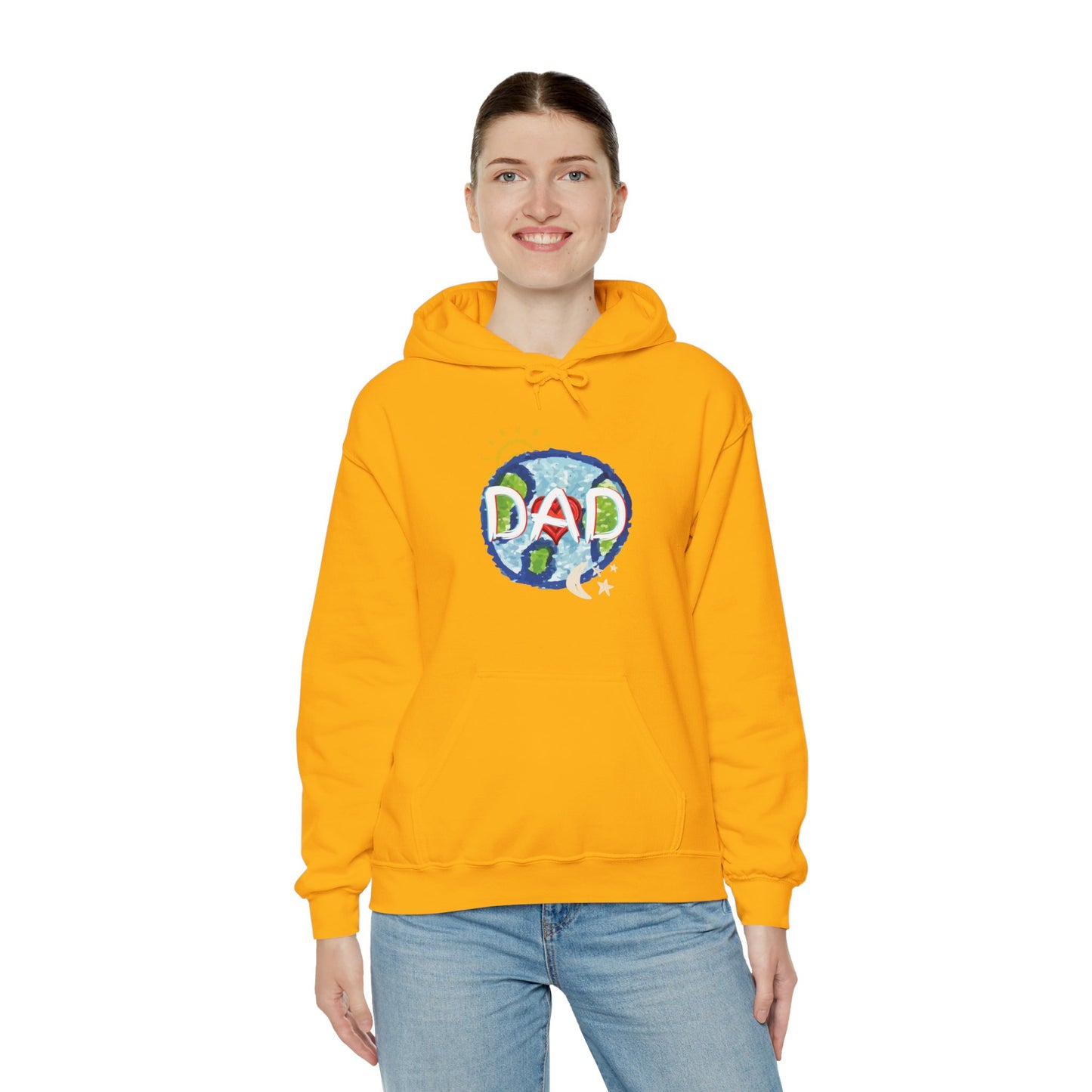 DAD Hooded Sweatshirt - Whole World Sun Moon & Stars Heart Love Fathers Day Gift for Men