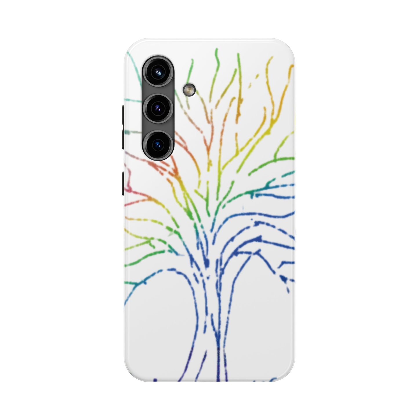 Rainbow Tree Tough Phone Cases - Colorful Nature Love Pride Gender Neutral Gifts for Friends, iPhone Samsung Wireless Charging Cover, LGBTQ+
