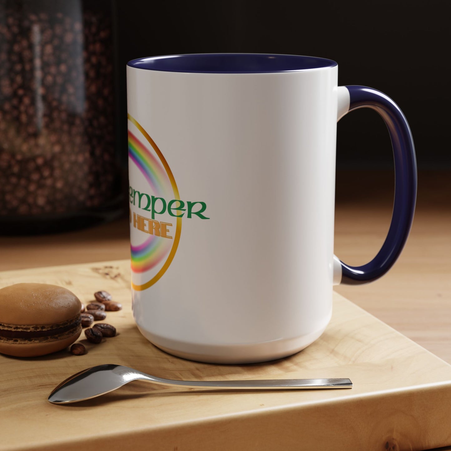 Coffee Mug - Irish Temper Found Here, Rainbow Design, BPA-Free Ceramic, St Patricks Gift